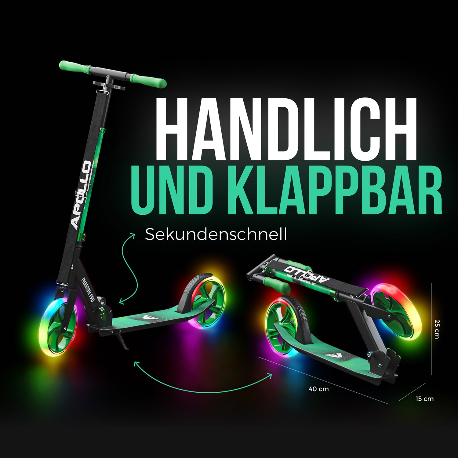 Apollo City Scooter - Phantom Pro LED - Meteor - 200 mm Wheels - von Apollo