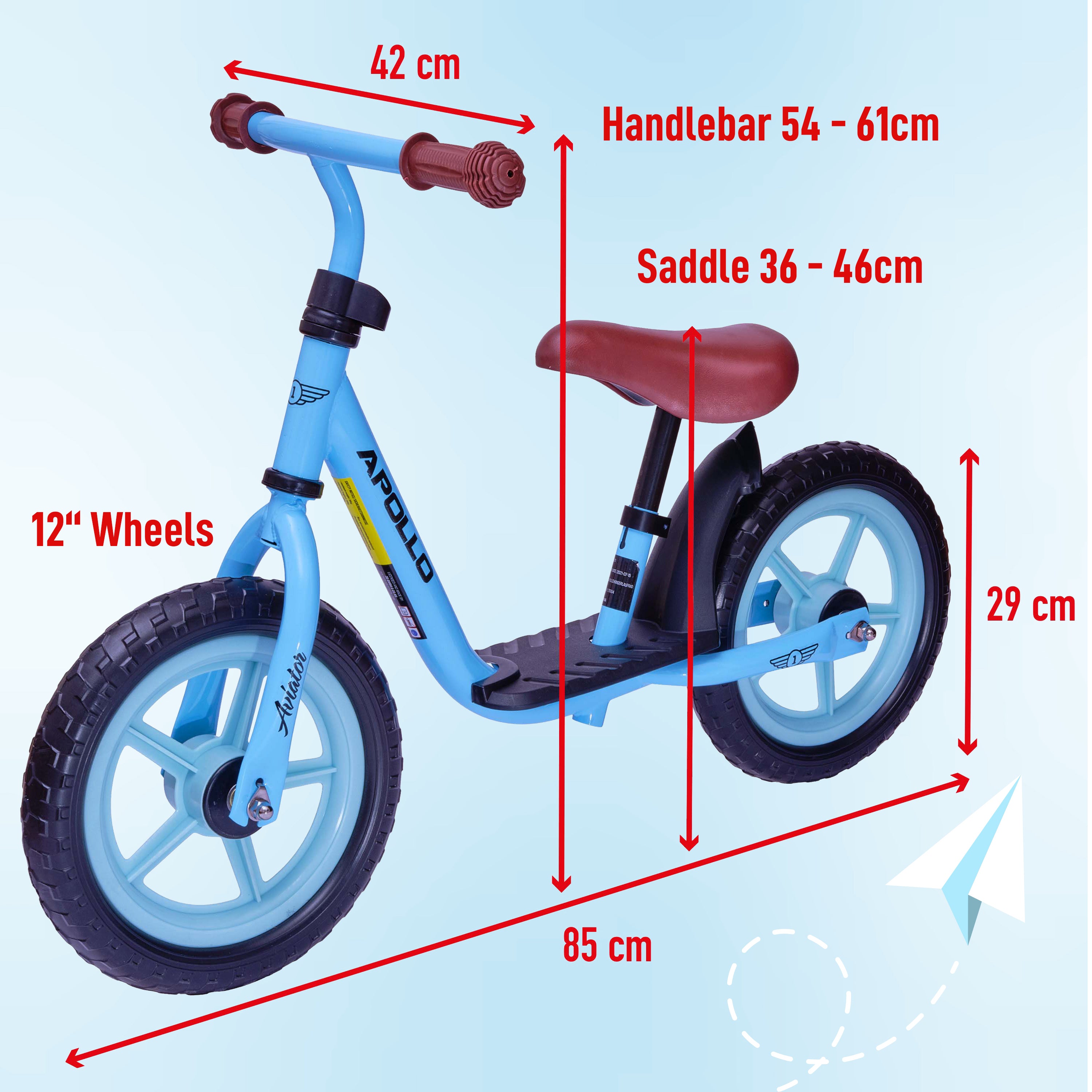 Apollo 'Aviator' Loopfiets, Veilige Kinderloopfiets 12 inch Lichtblauw