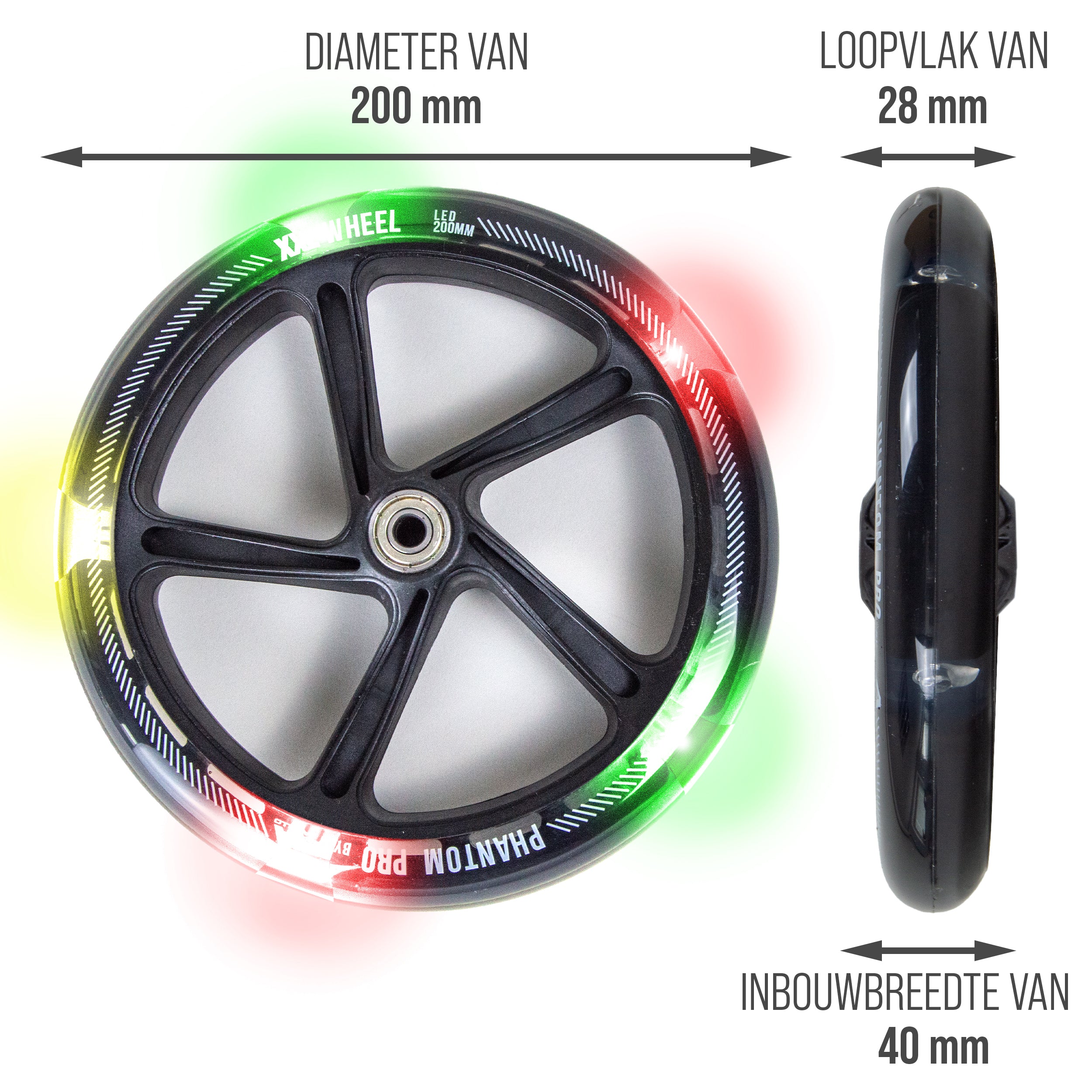 Apollo 200 mm Vervangingswielen set voor Apollo City Scooter LED Zwart