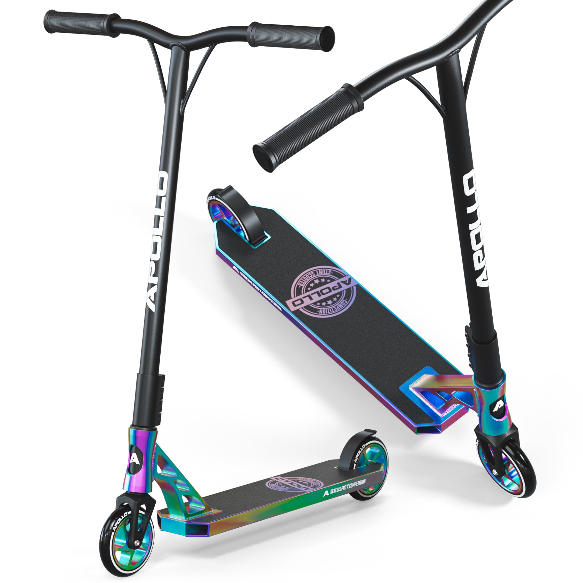 Apollo Professionele Stuntstep 'Genesis Pro X Competition' met ABEC 9 hogesnelheidskogellagers Regenboog
