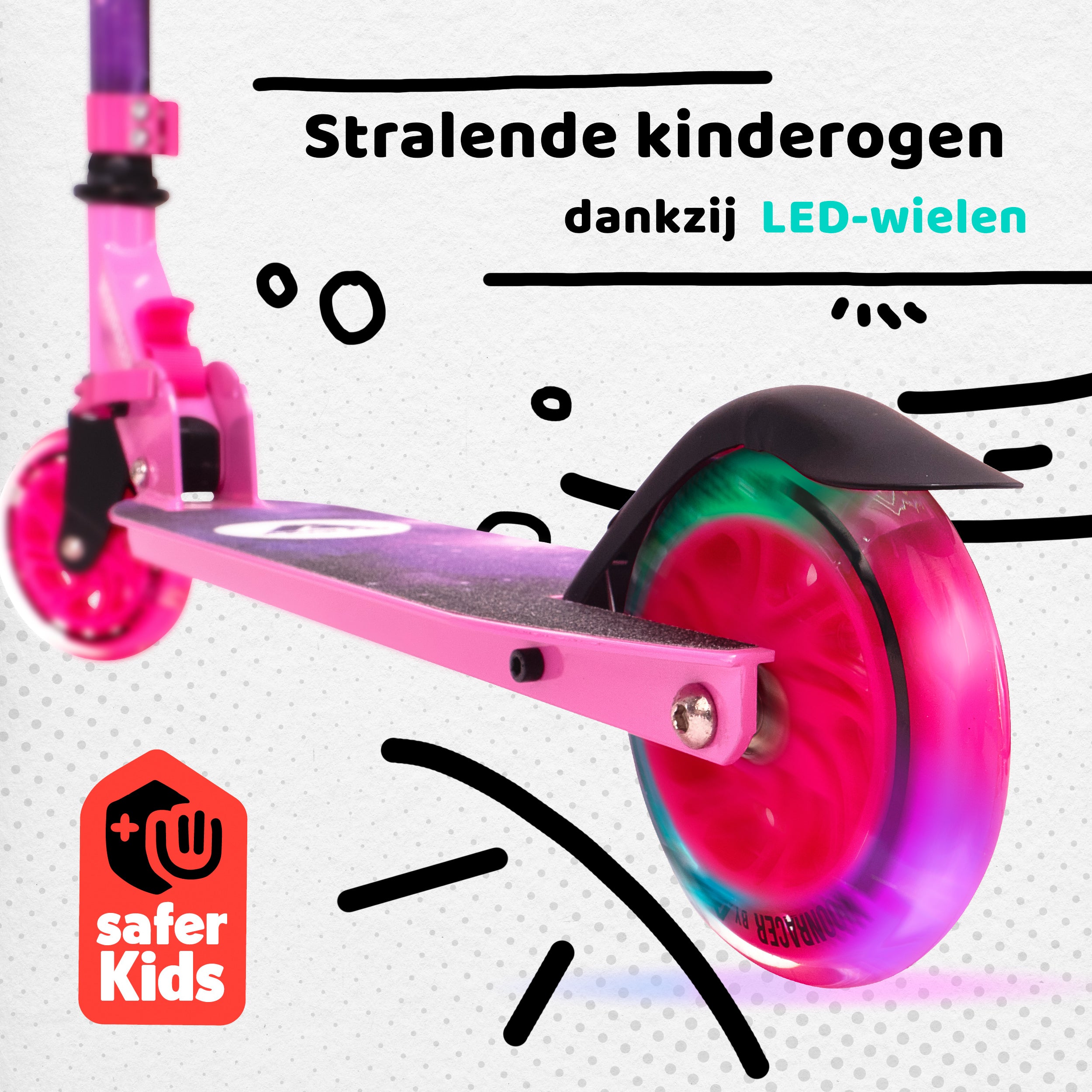 Apollo Kinderscooter 'Moonracer' LED-step met Vering Stars