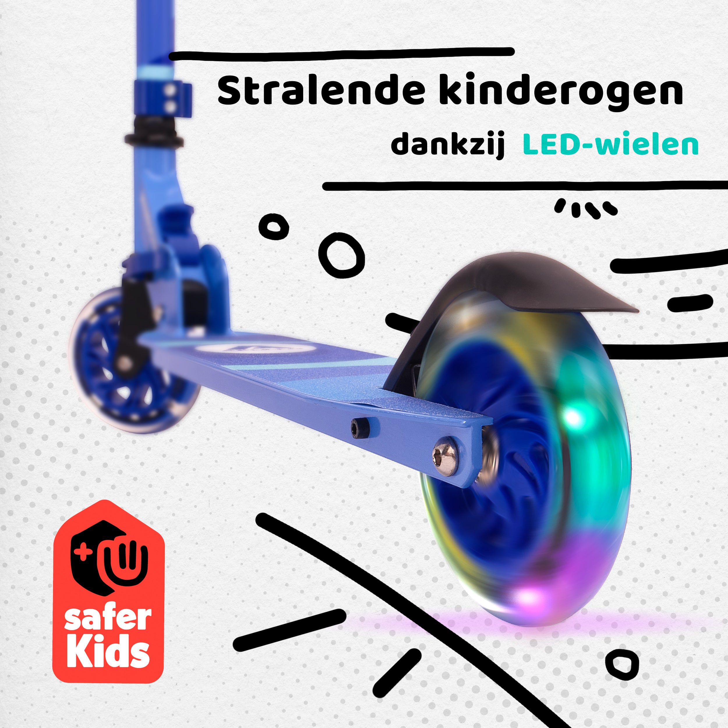 Apollo Kinderscooter 'Moonracer' LED-step met Vering Blauw