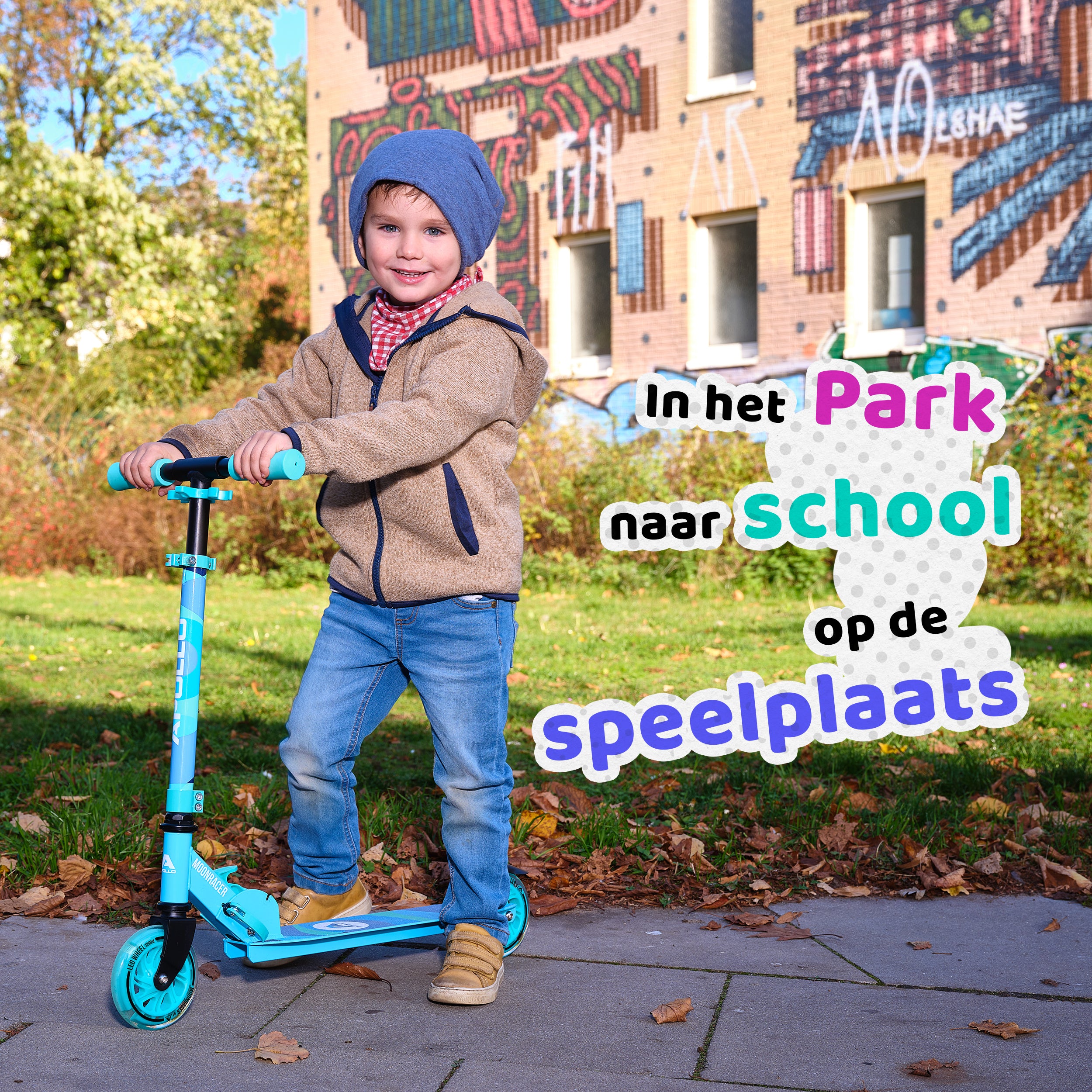 Apollo Kinderscooter 'Moonracer' LED-step met Vering Mint