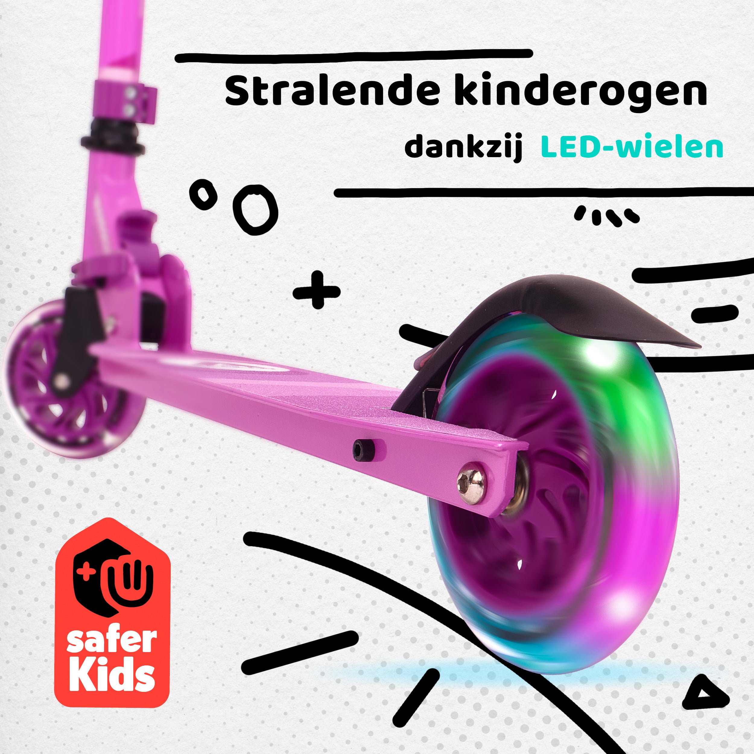 Apollo Kinderscooter 'Moonracer' LED-step met Vering Paars