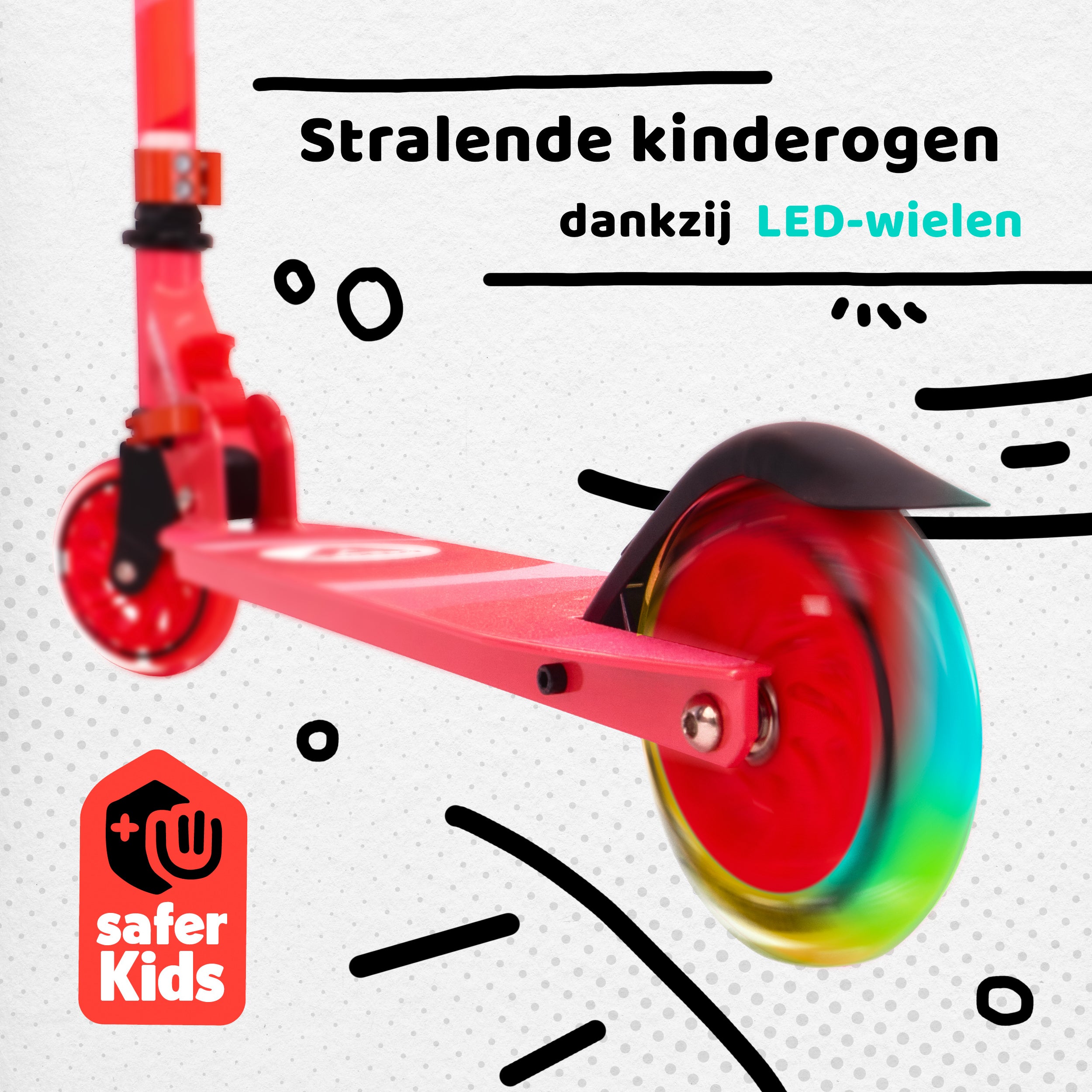 Apollo Kinderscooter 'Moonracer' LED-step met Vering Rood