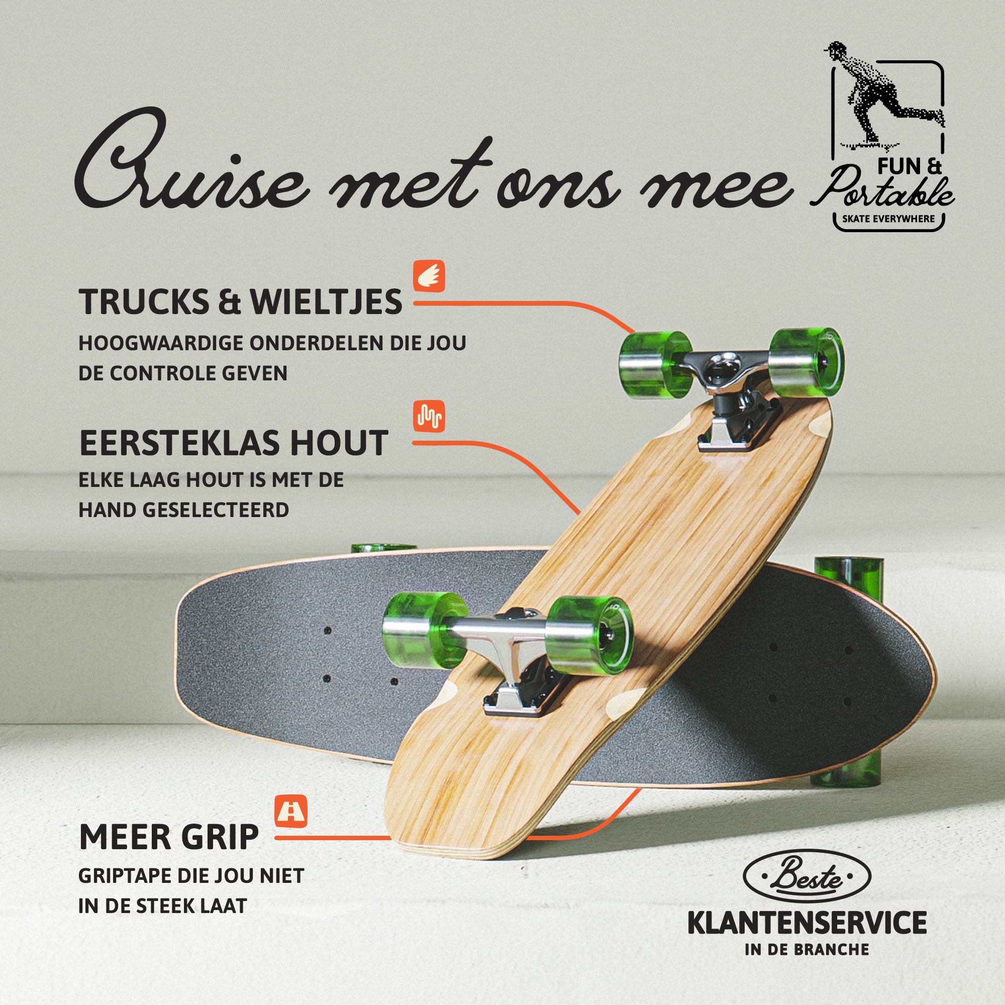 Apollo Mini-Longboard | Midi-Cruiser, compleet board 27"- Classic Green Midi Classic Green