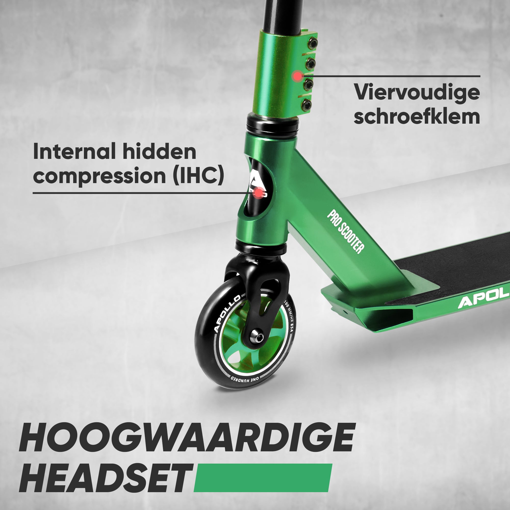 Apollo Stunt Scooter - Star Pro - HighQuality eloxierter Profi Stunt Scooter Grün