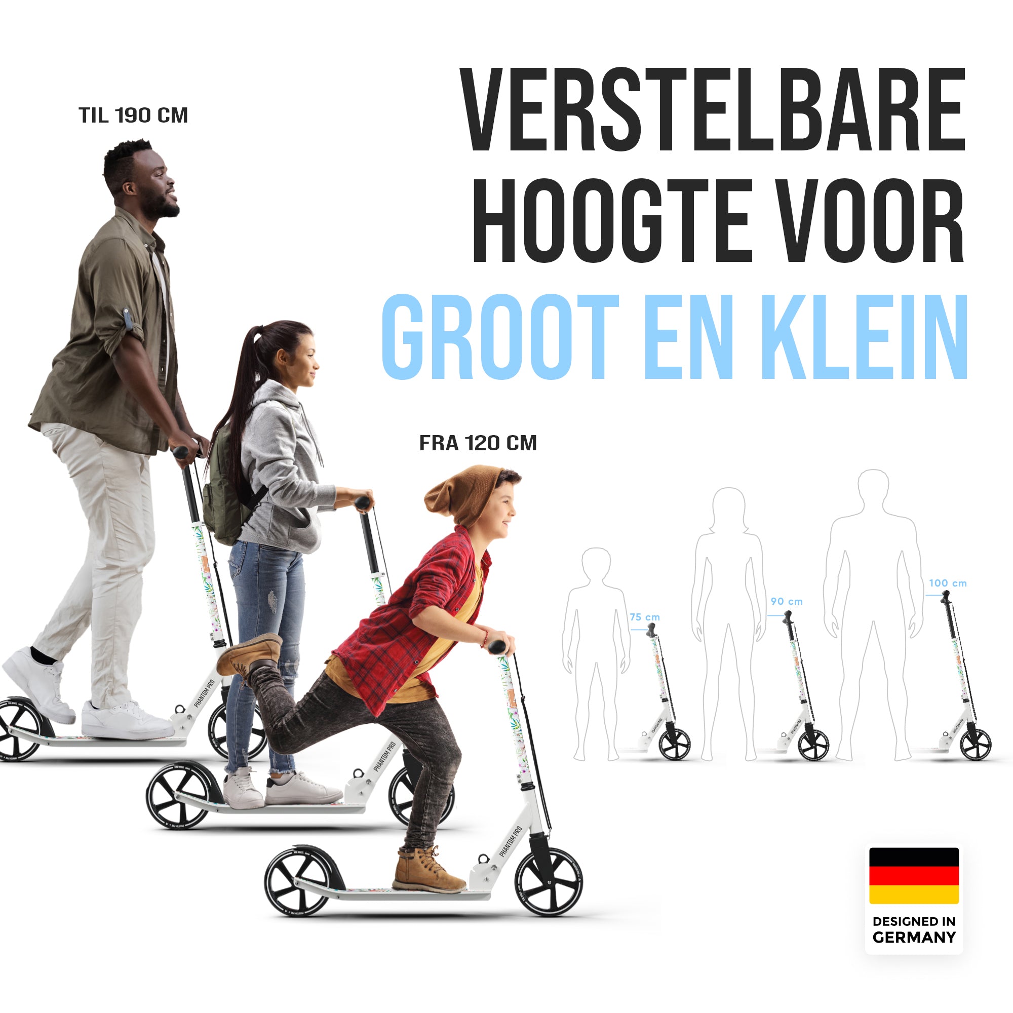 Apollo Klappbarer City Roller für Kinder "Phantom" höhenverstellbarer Tretroller Flamingo
