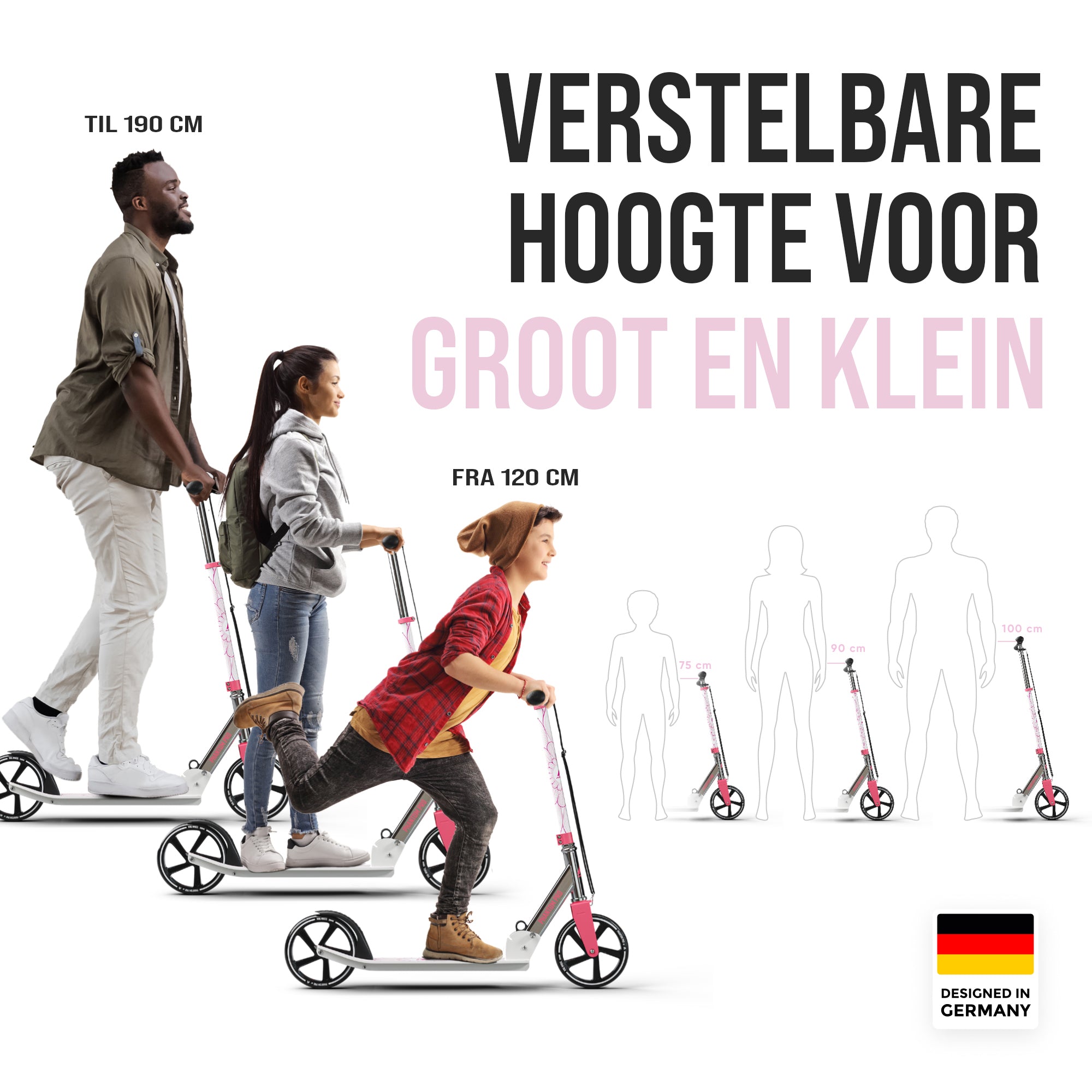 Apollo Klappbarer City Roller für Kinder "Phantom" höhenverstellbarer Tretroller Pink