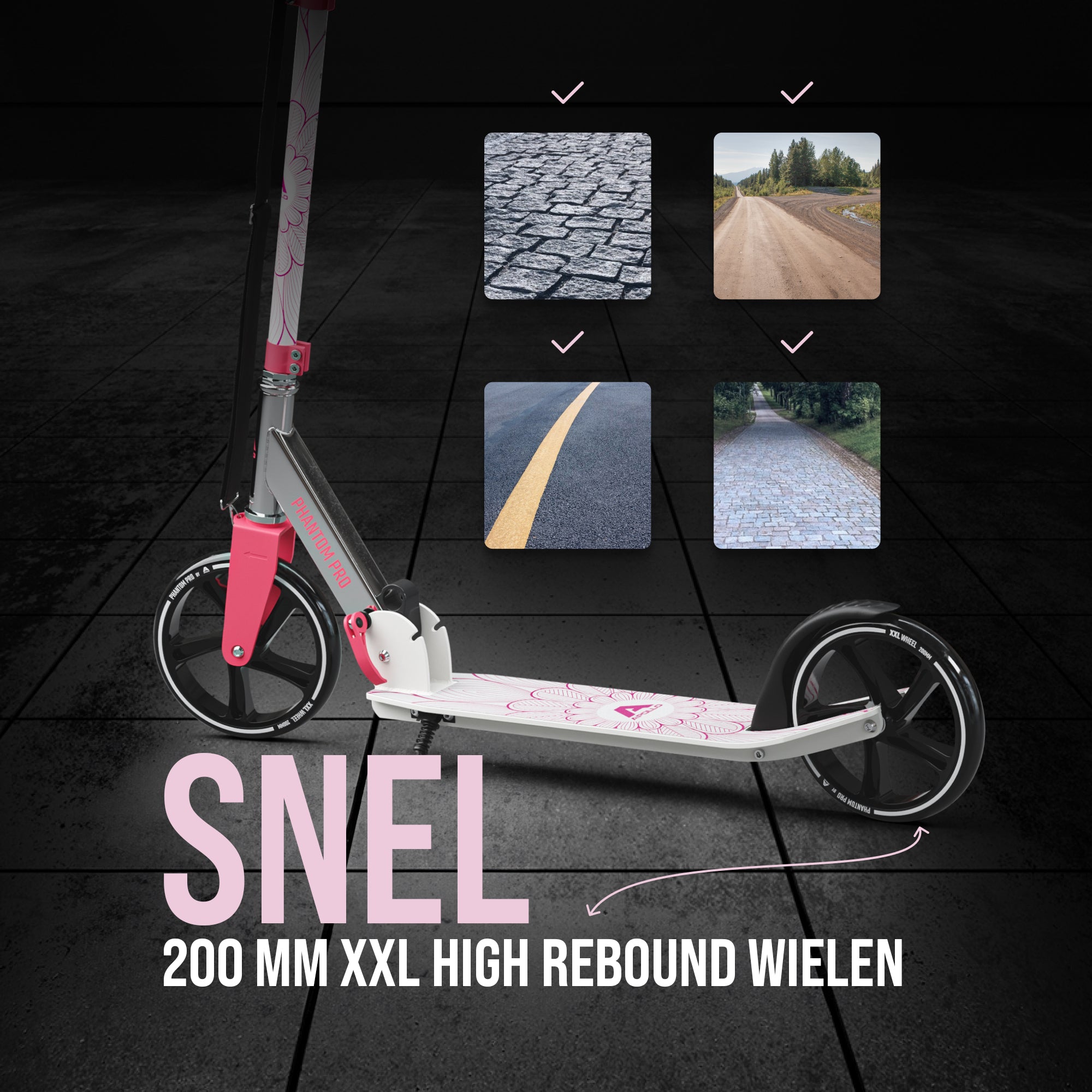 Apollo Klappbarer City Roller für Kinder "Phantom" höhenverstellbarer Tretroller Pink