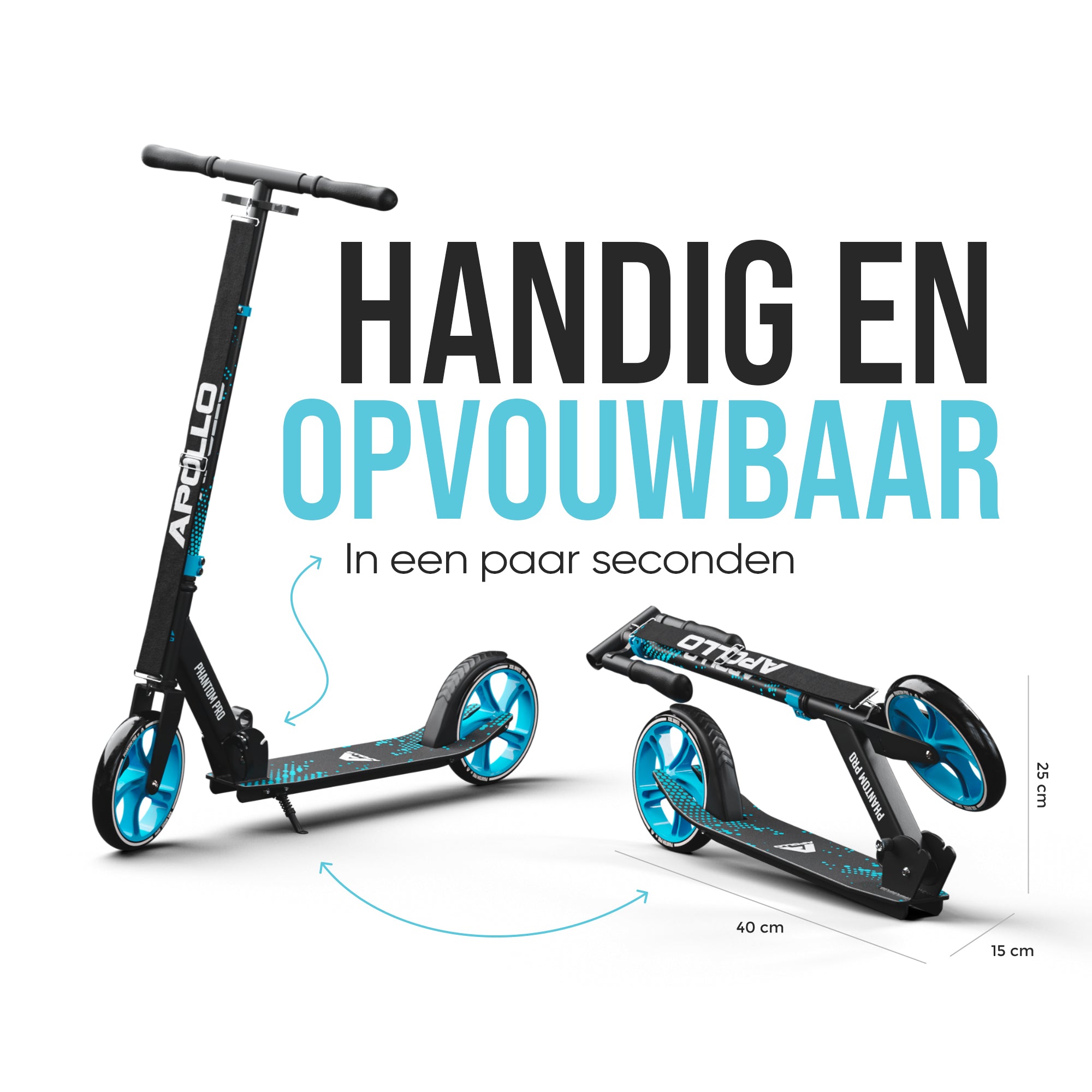 Apollo Klappbarer City Roller für Kinder "Phantom" höhenverstellbarer Tretroller Blau