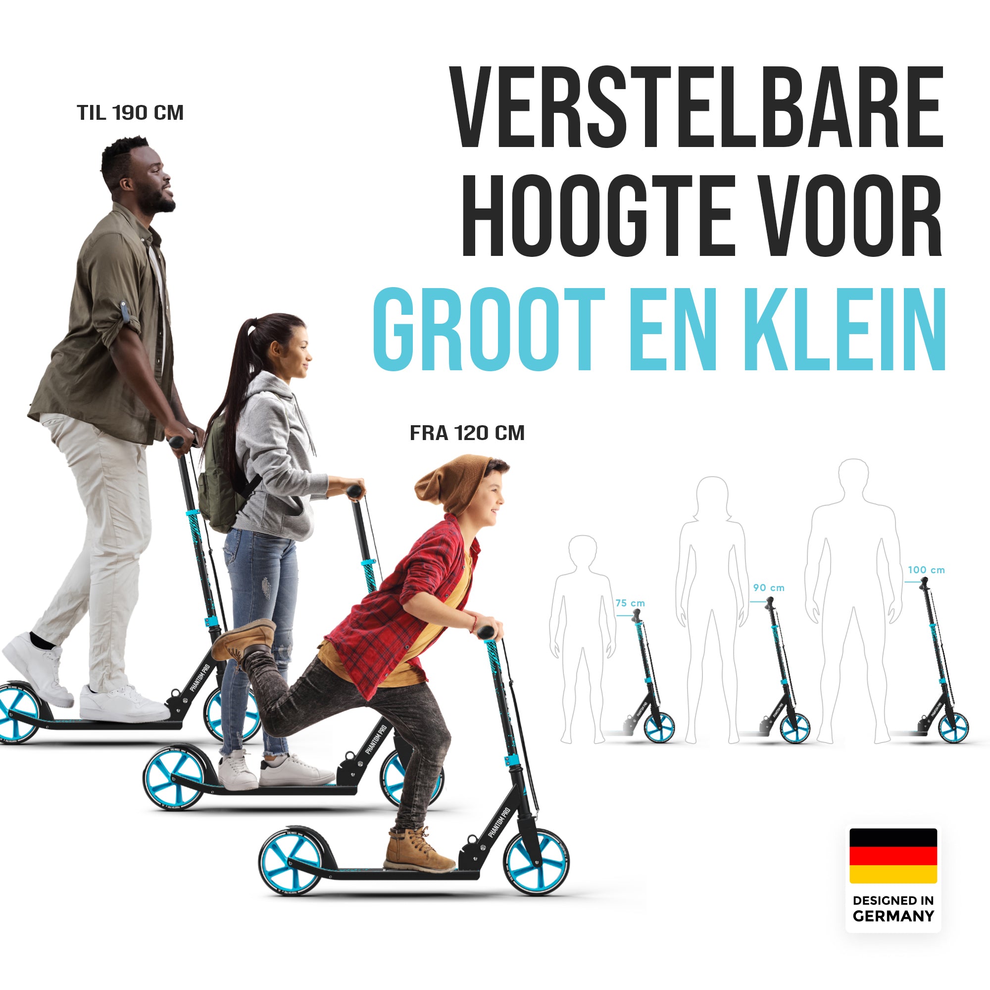 Apollo Klappbarer City Roller für Kinder "Phantom" höhenverstellbarer Tretroller Blau