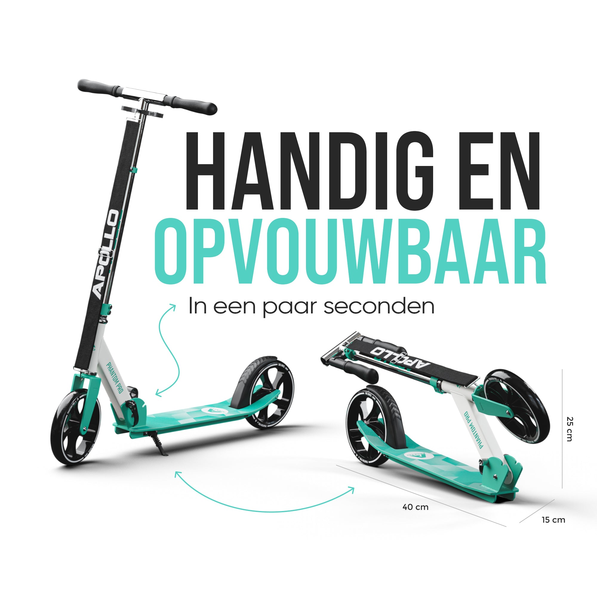 Apollo Klappbarer City Roller für Kinder "Phantom" höhenverstellbarer Tretroller Mint