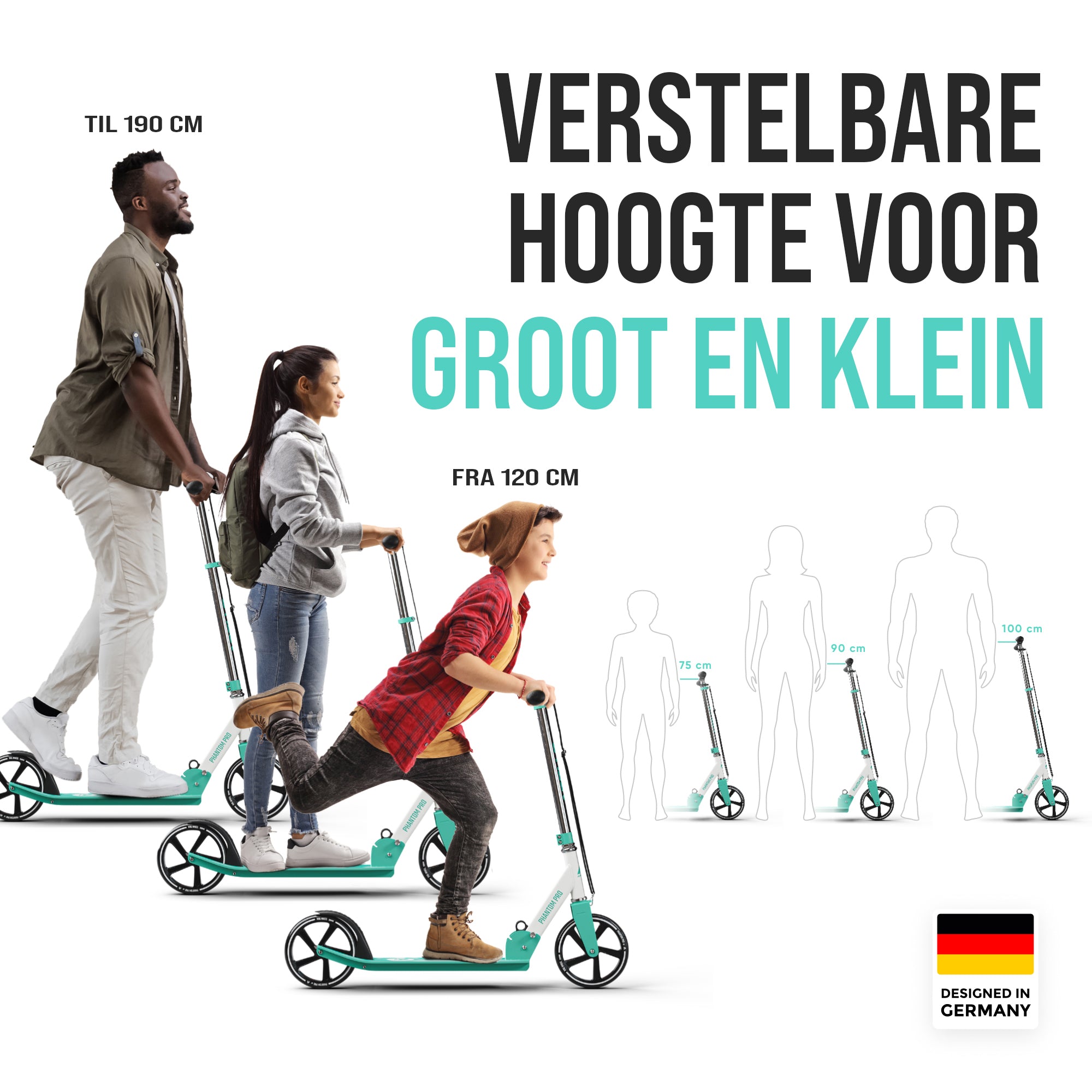 Apollo Klappbarer City Roller für Kinder "Phantom" höhenverstellbarer Tretroller Mint