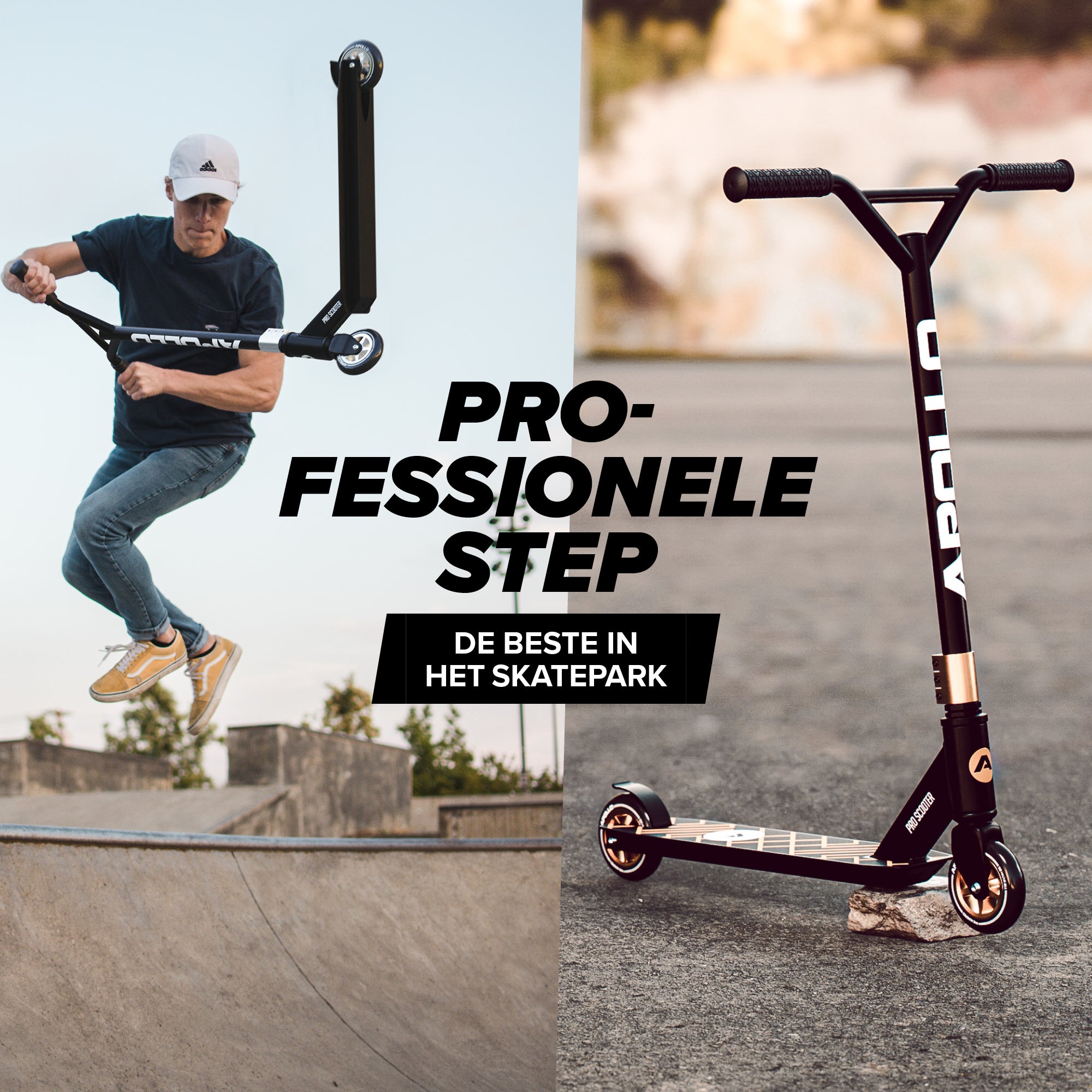Apollo Stunt Scooter 'Genius Pro' hoogwaardige stuntstep met ABEC 9 kogellagers Zwart Goud