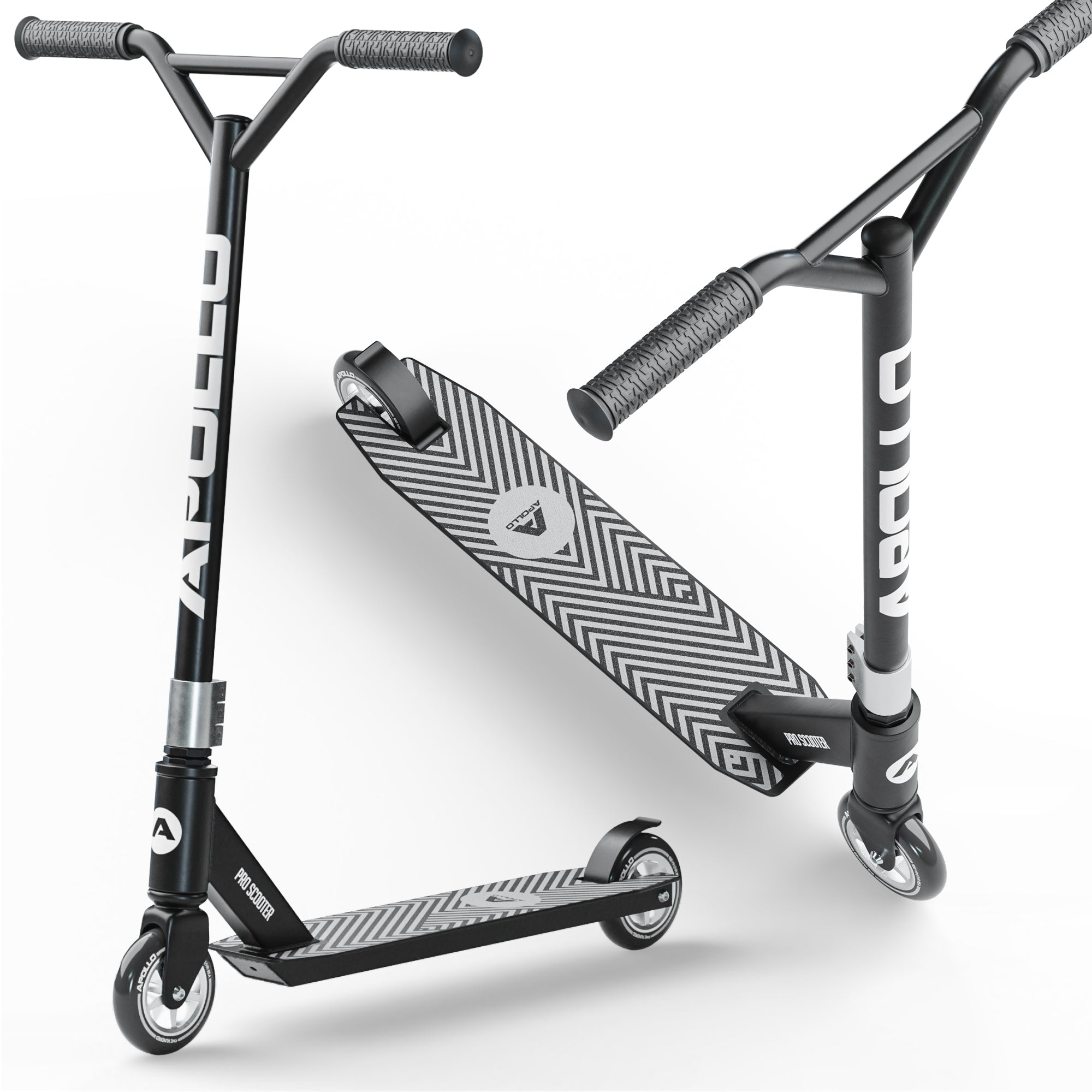 Apollo Stunt Scooter 'Genius Pro' hoogwaardige stuntstep met ABEC 9 kogellagers Zwart Zilver