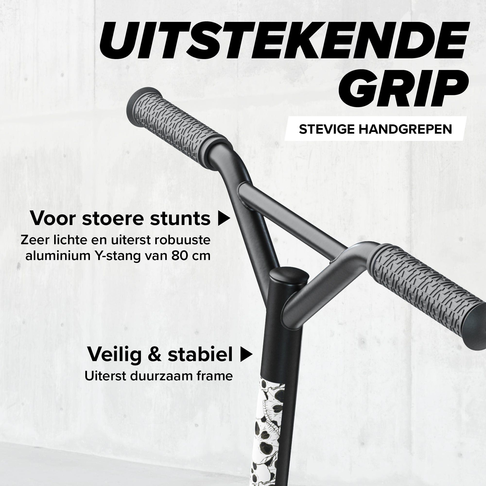 Apollo Stunt Scooter 'Genius Pro' hoogwaardige stuntstep met ABEC 9 kogellagers White Skull