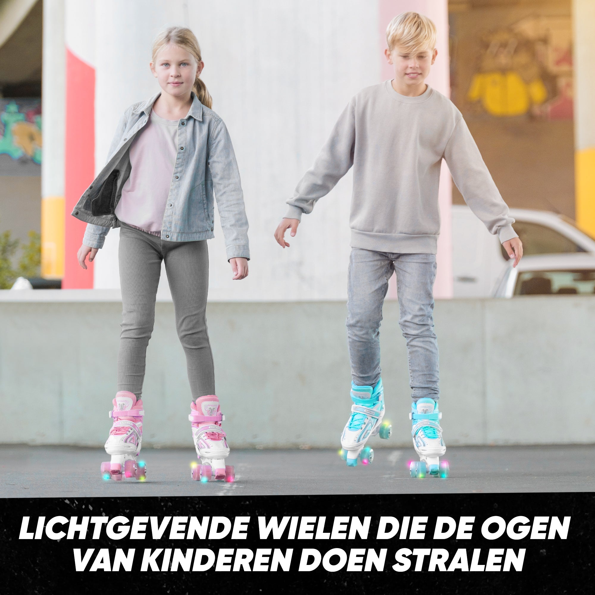 Verstelbare rolschaatsen 'Super Quads X Pro' maat 31-42, Wit/Roze