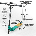 Apollo High-End Stunt Scooter 'Genesis' Stuntstep met aluminium kern & ABEC 9 Turquoise Goud