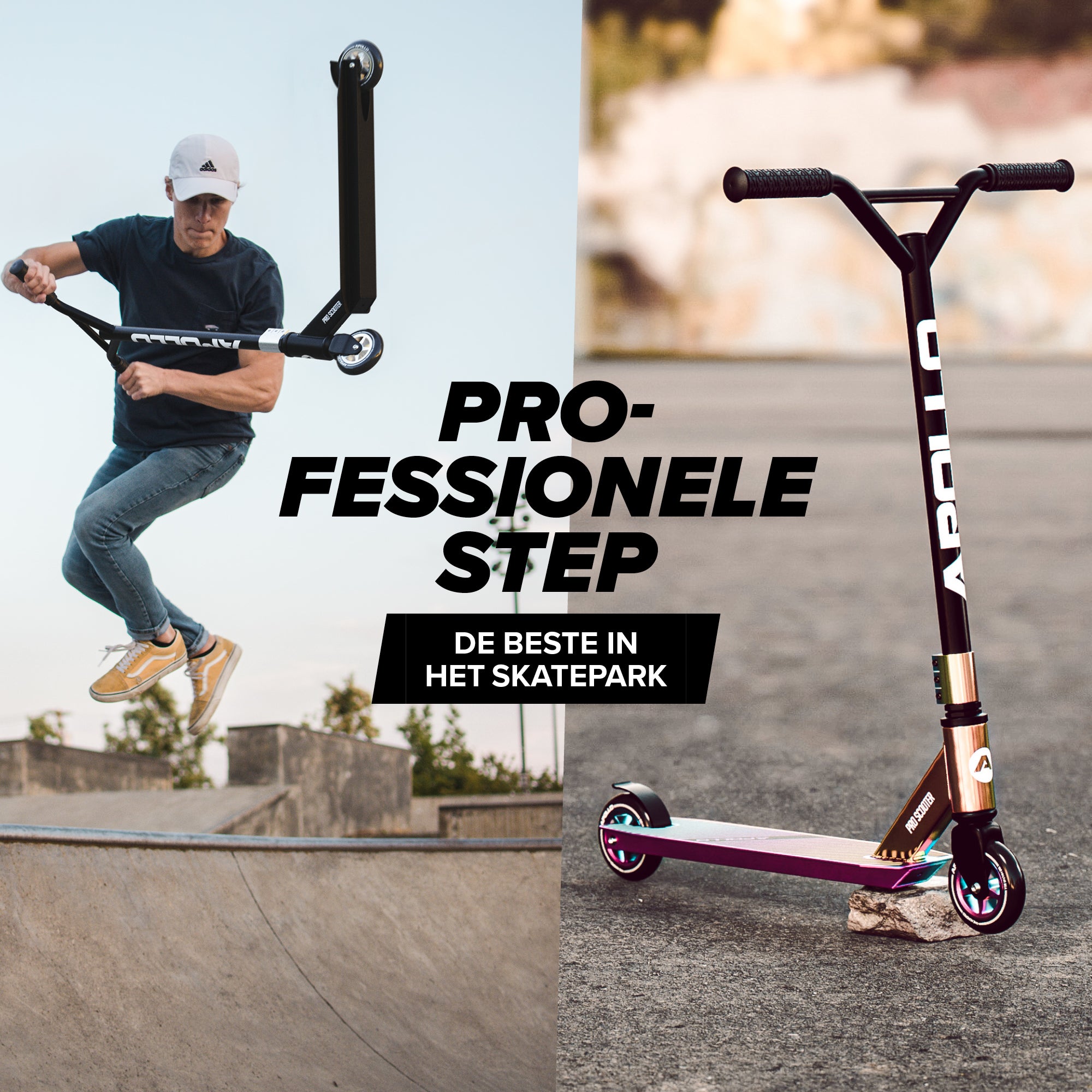 Apollo Stunt Scooter 'Genius Pro' hoogwaardige stuntstep met ABEC 9 kogellagers Rainbow
