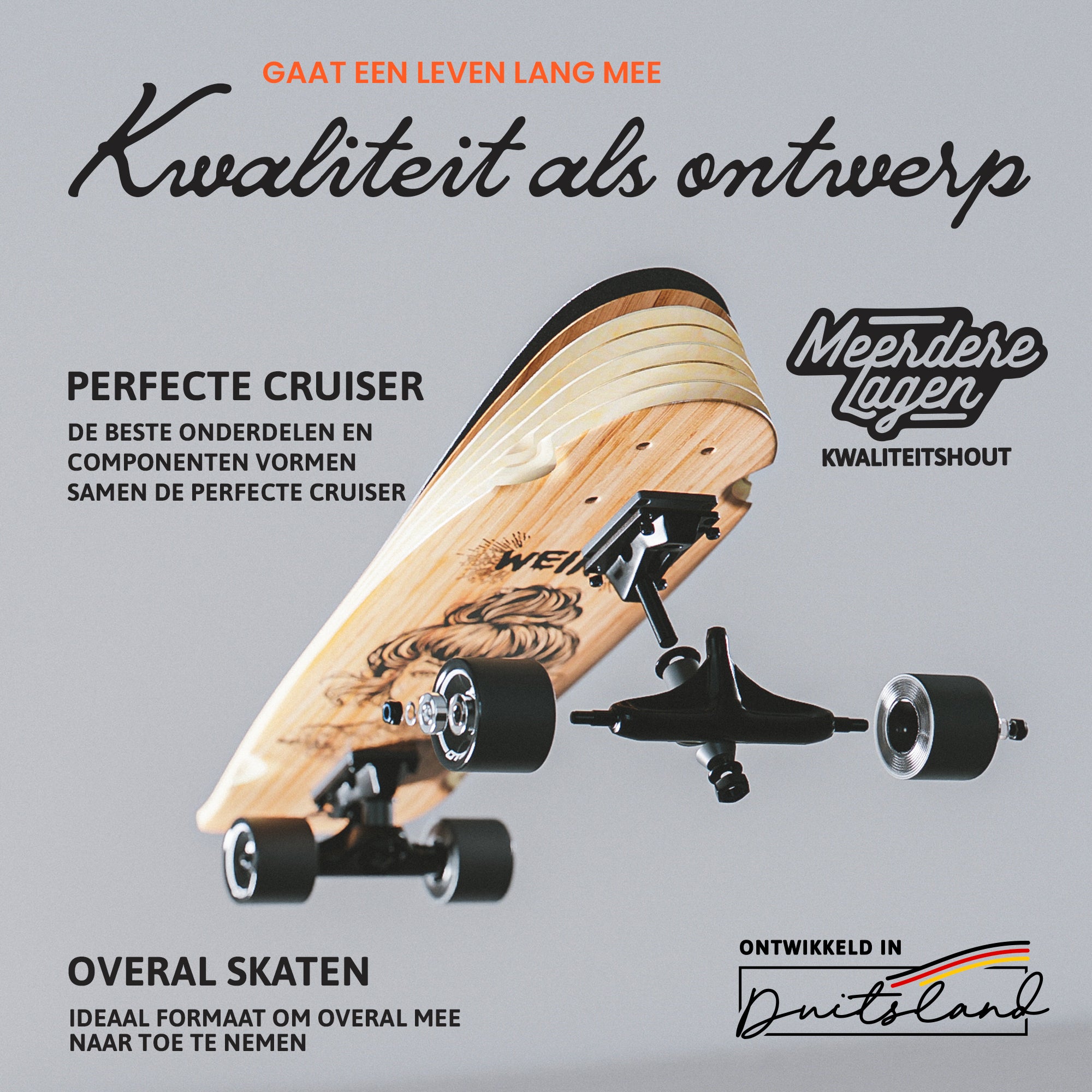 Apollo Mini-Longboard | Midi-Cruiser, compleet board 27" - Weird Weird
