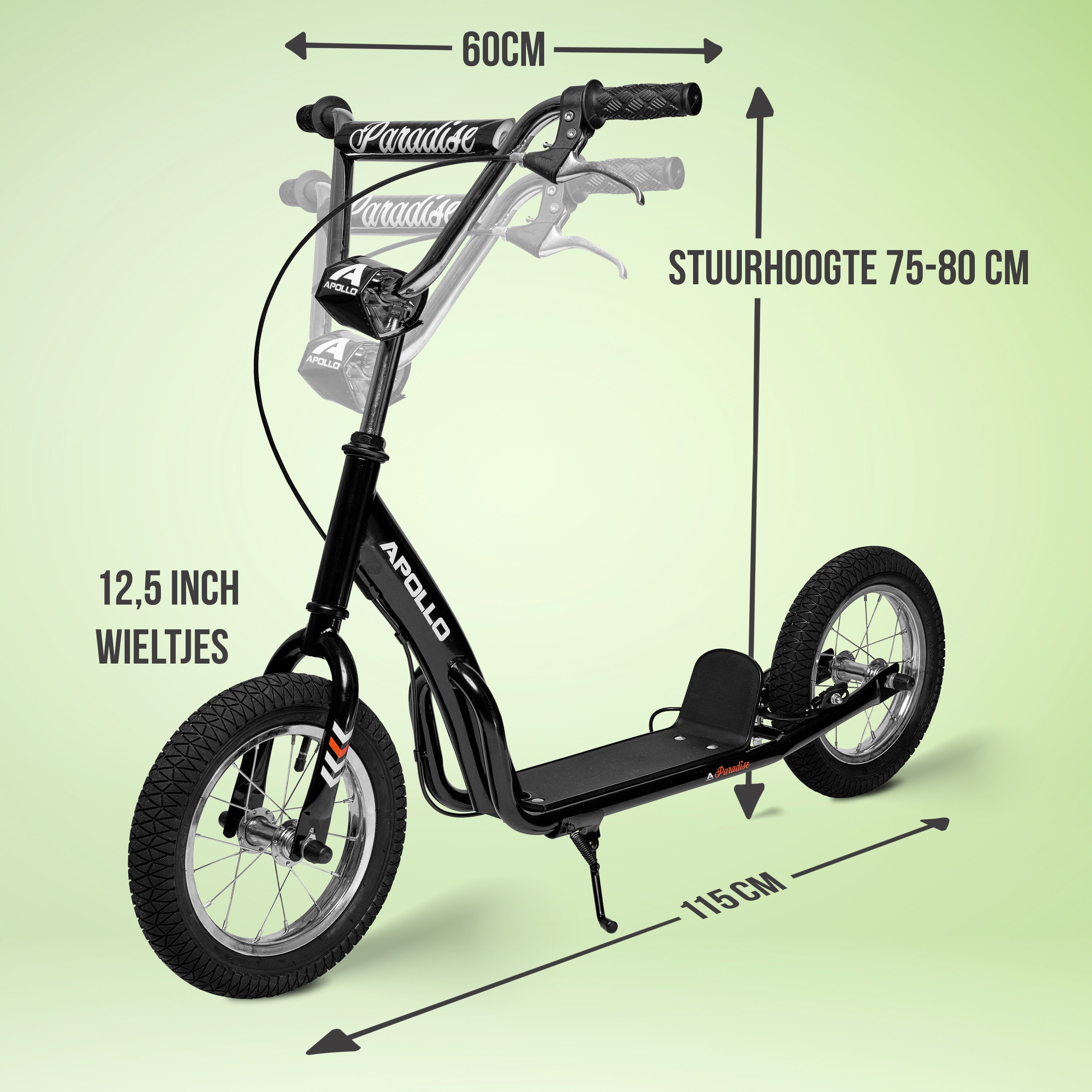 Apollo Paradise Retro step met luchtbanden 12,5 inch Zwart