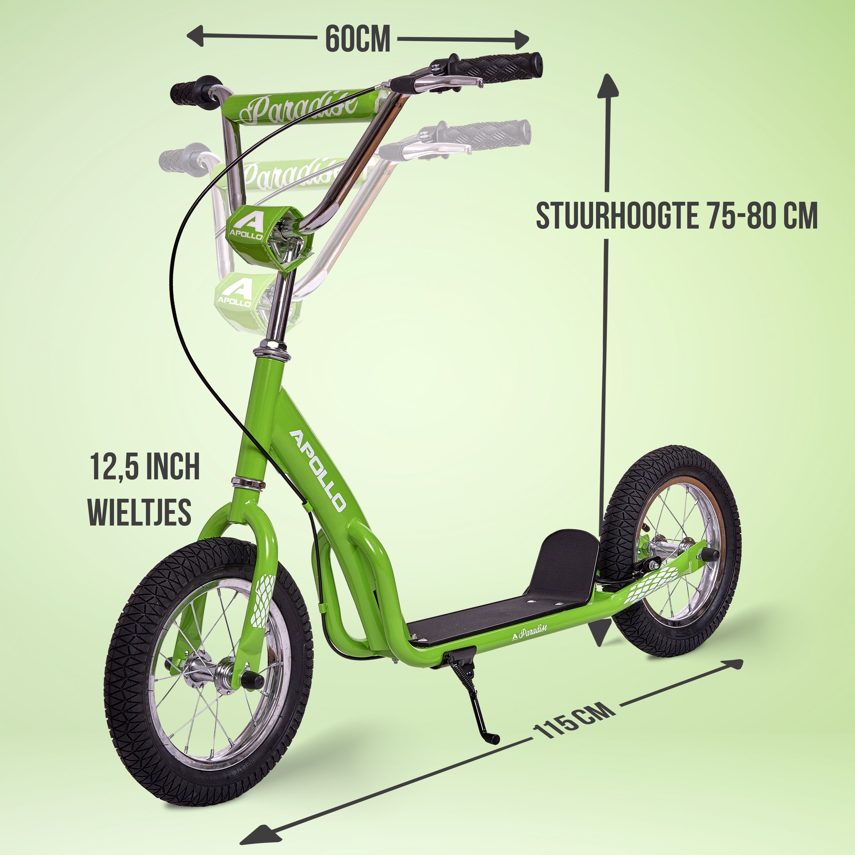 Apollo Paradise Retro step met luchtbanden 12,5 inch Groen