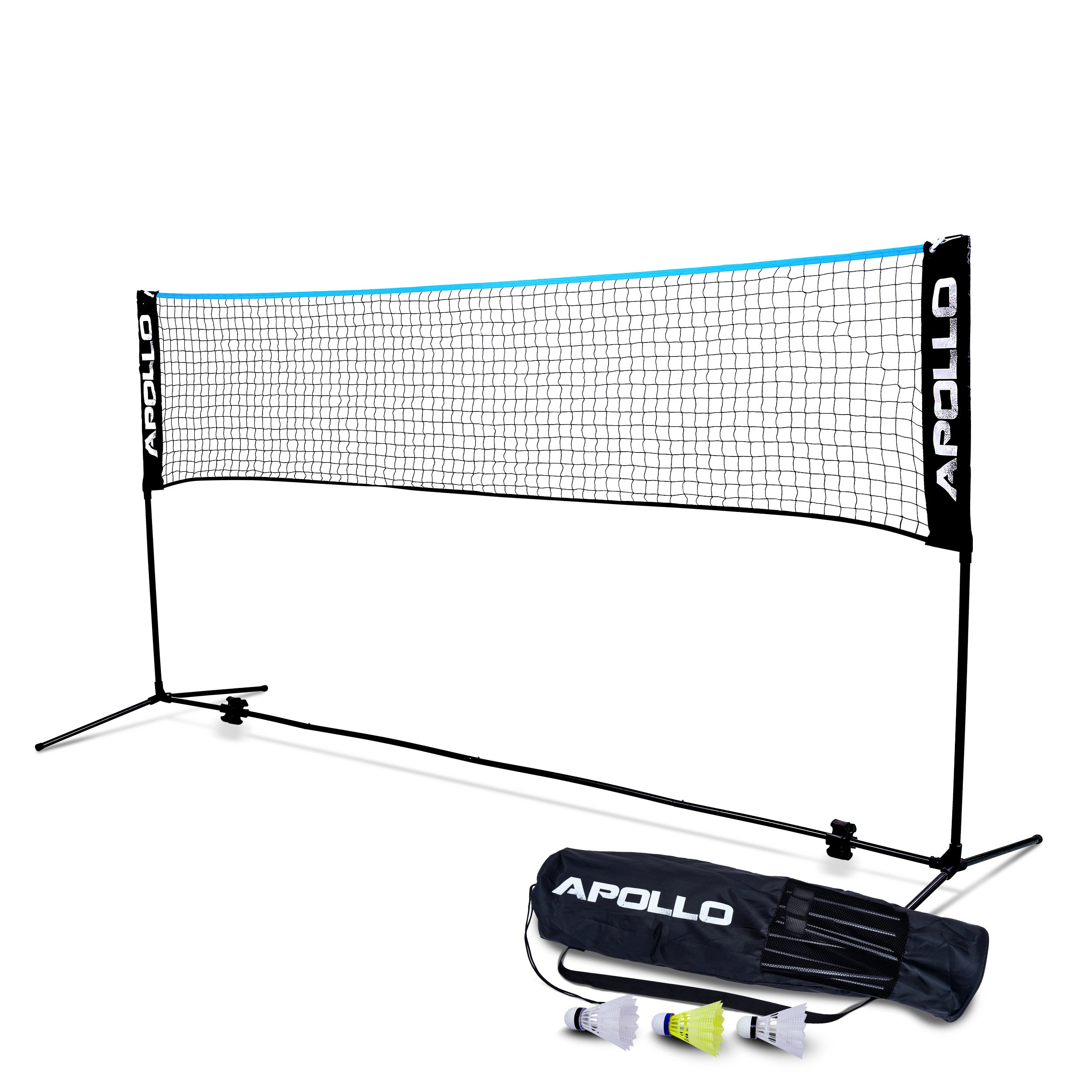 Apollo Badmintonnet - Volleybalnet in Drie Stappen & in Hoogte Verstelbaar Blauw