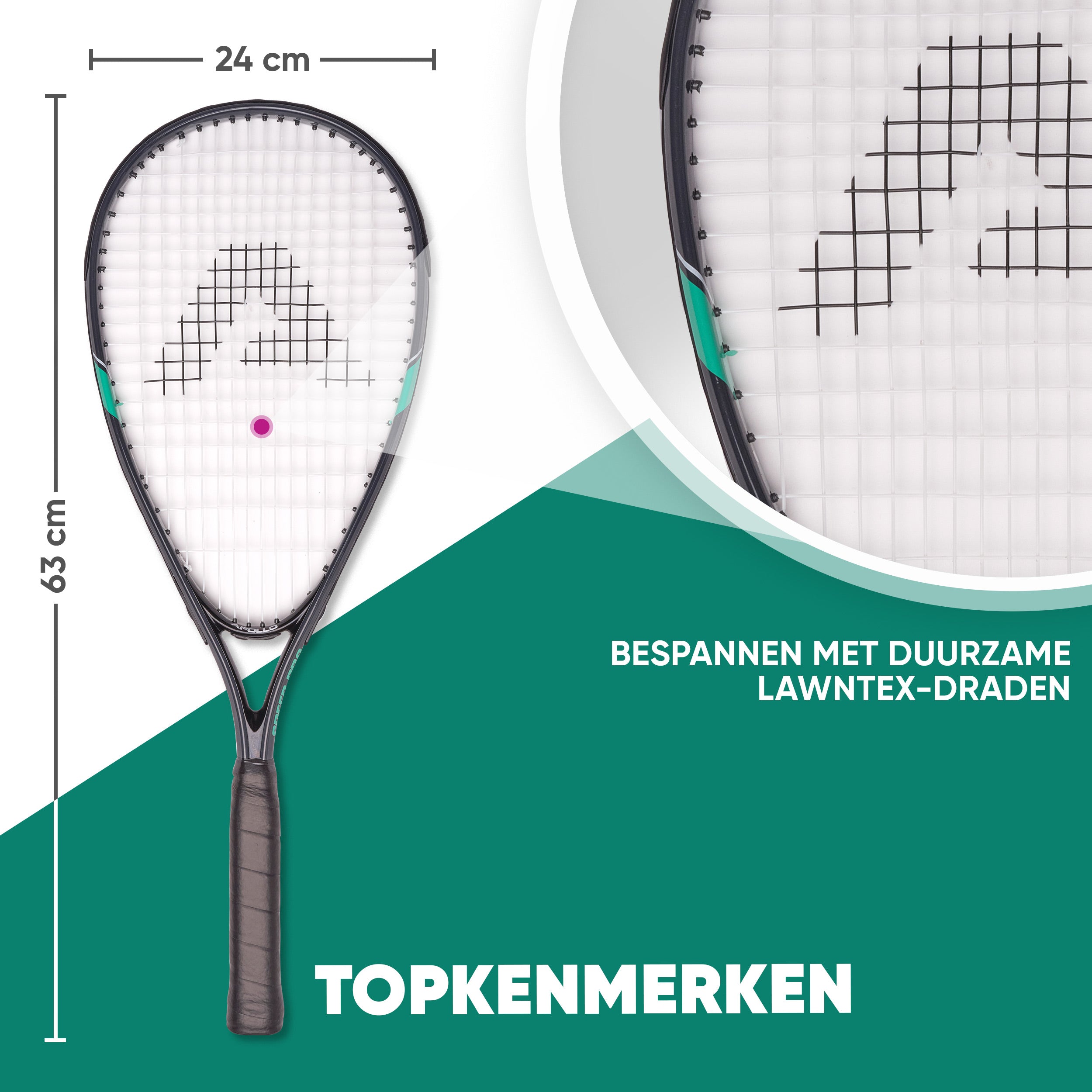 Apollo Speed Badmintonset met Badmintonshuttles en Badmintonracket Grijs Mint