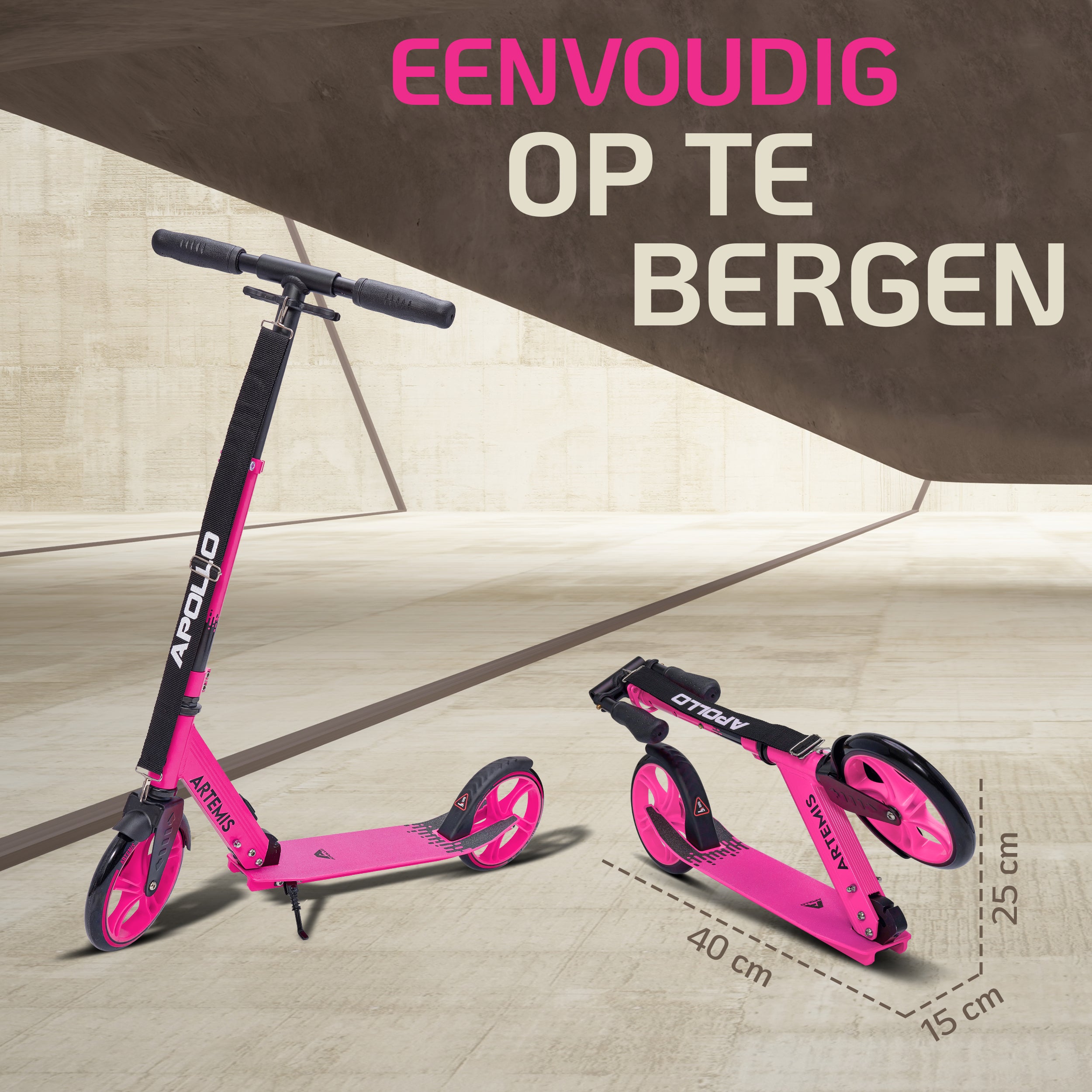 Apollo Artemis opvouwbare City Scooter in hoogte verstelbare step Roze