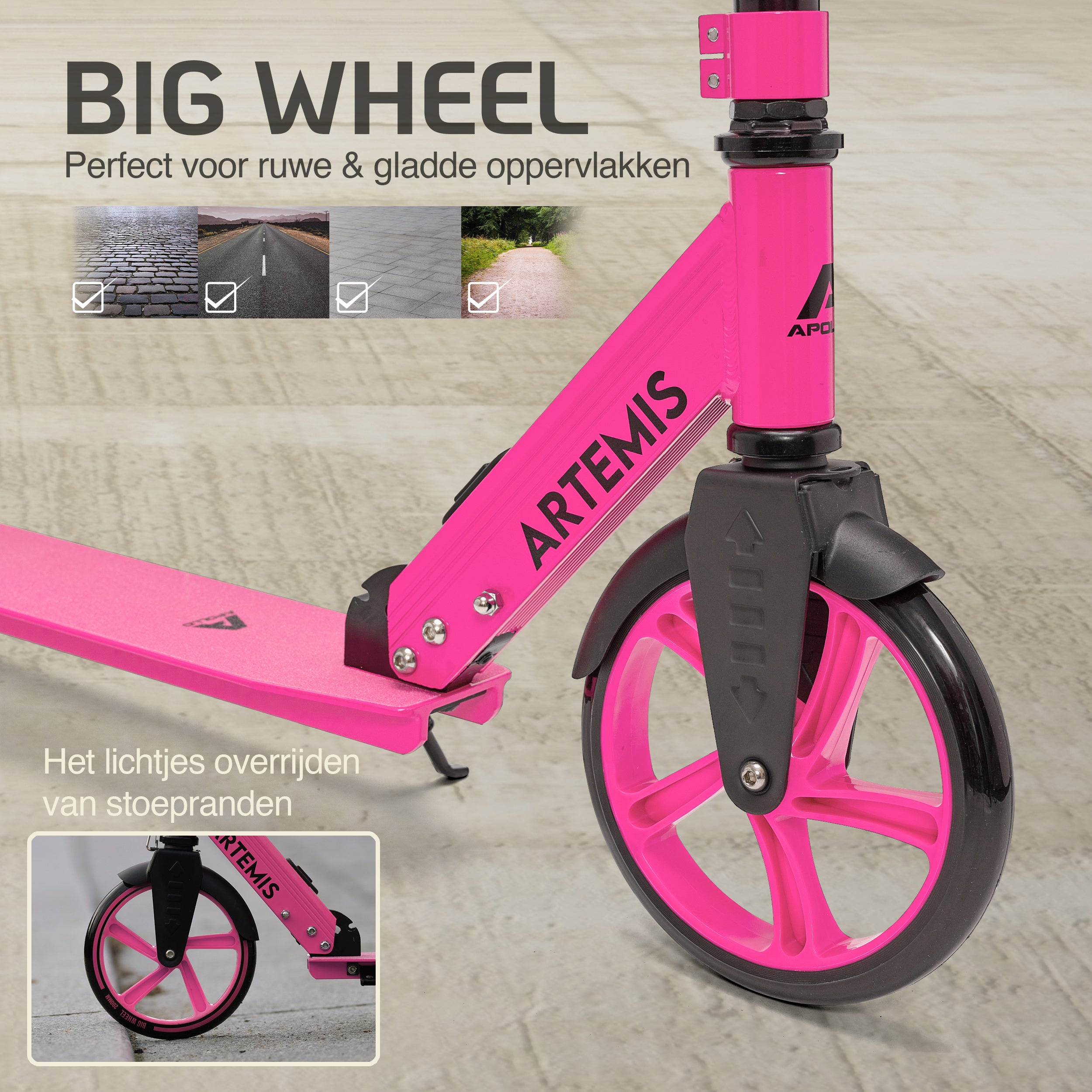 Apollo Artemis opvouwbare City Scooter in hoogte verstelbare step Roze