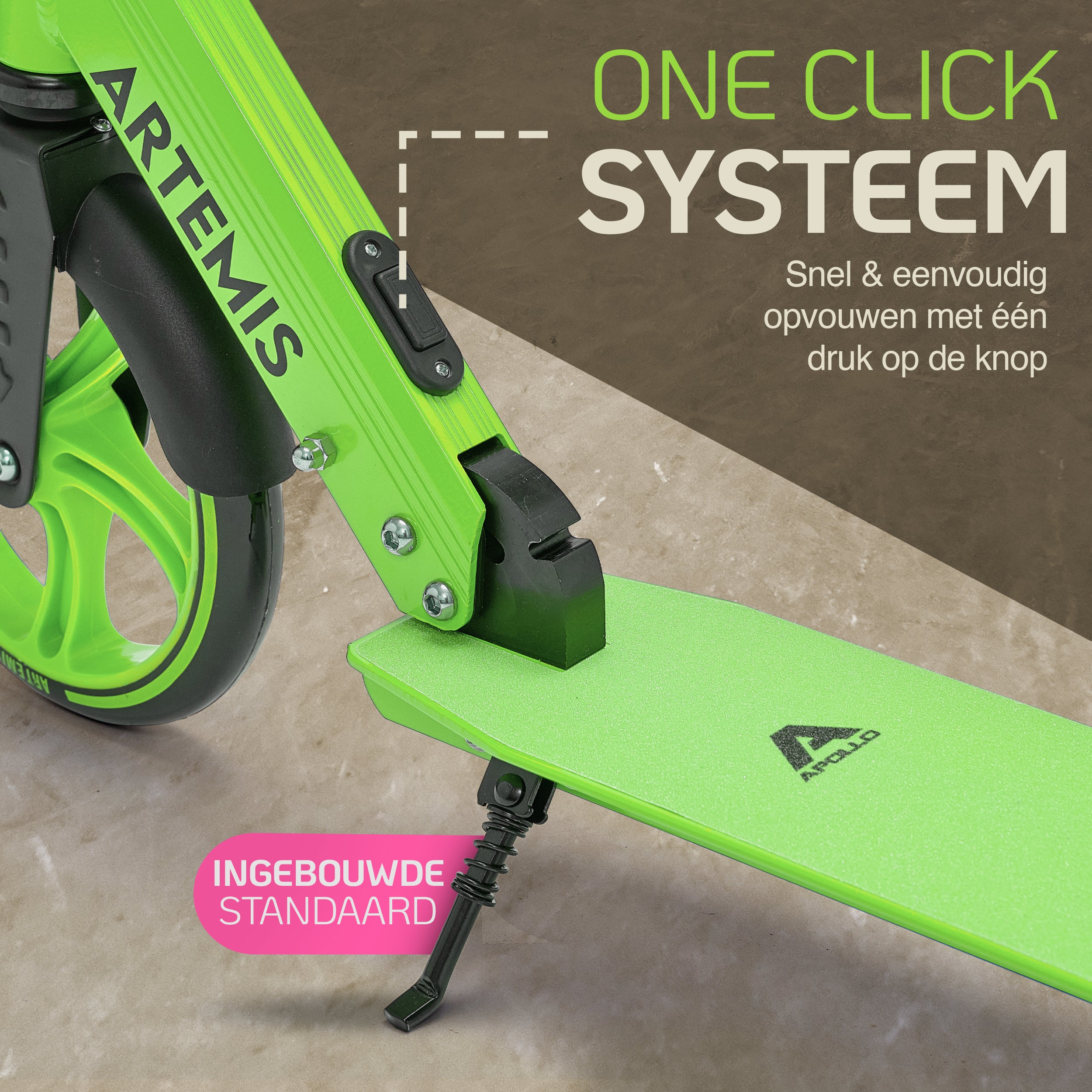 Apollo Artemis opvouwbare City Scooter in hoogte verstelbare step Groen