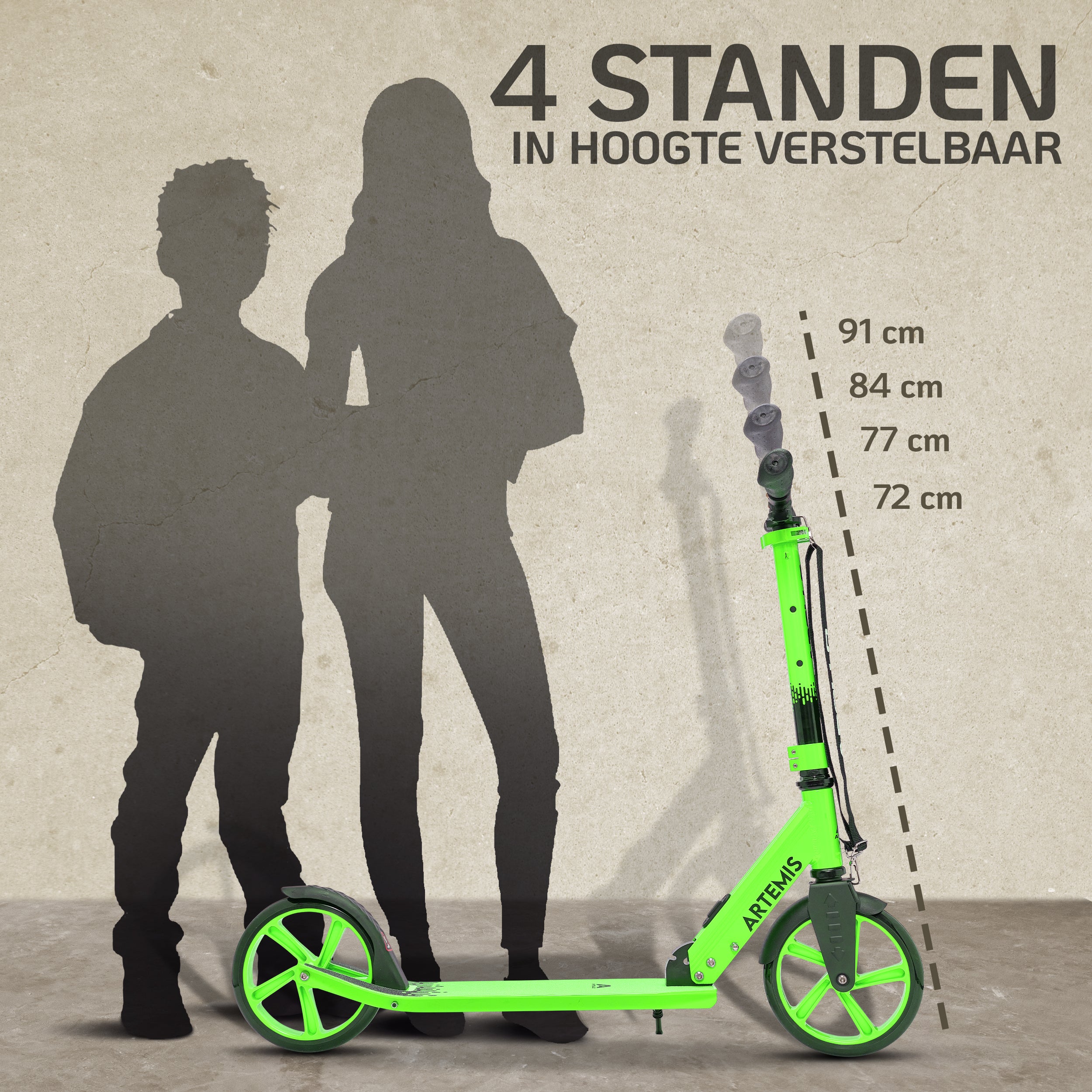 Apollo Artemis opvouwbare City Scooter in hoogte verstelbare step Groen
