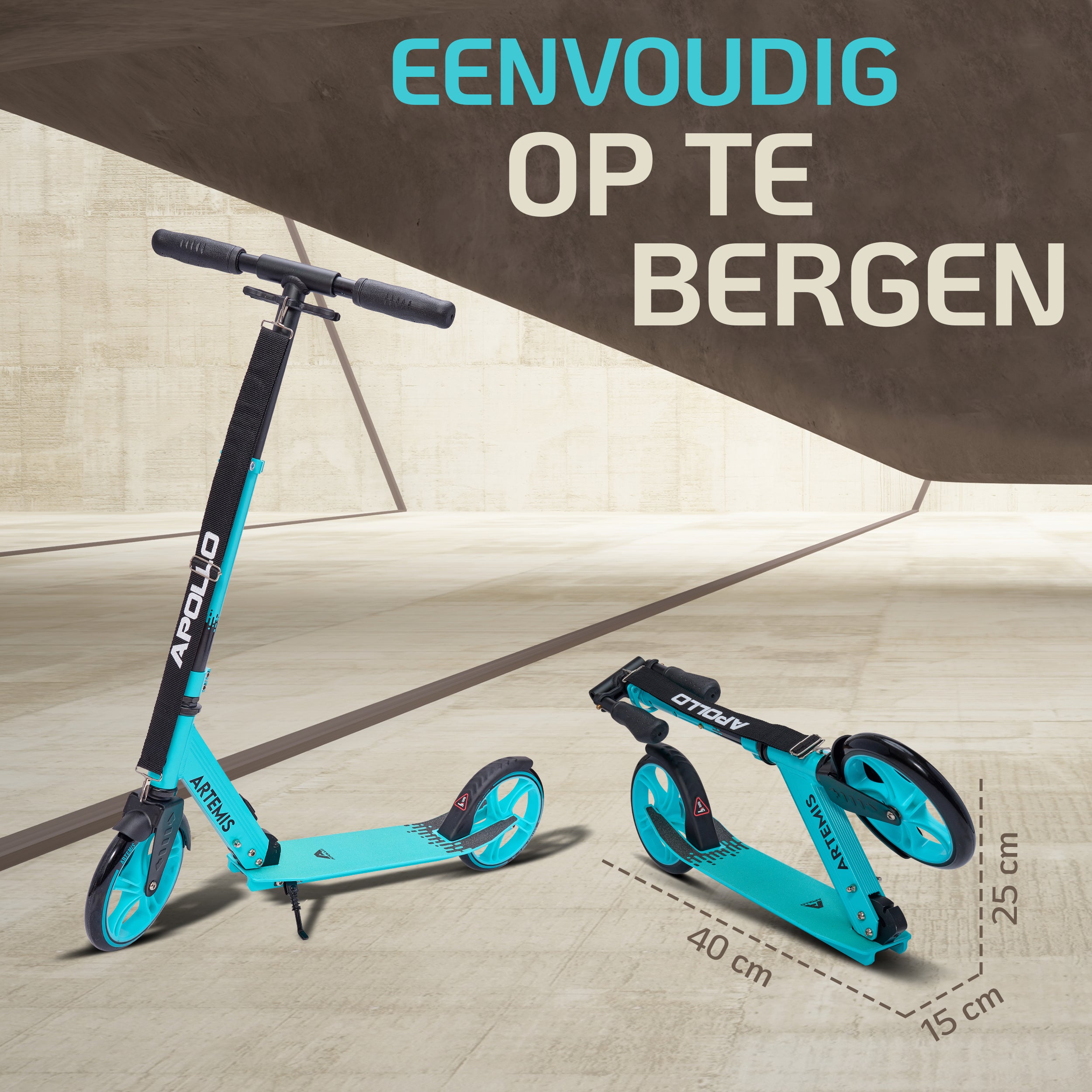 Apollo Artemis opvouwbare City Scooter in hoogte verstelbare step Mint