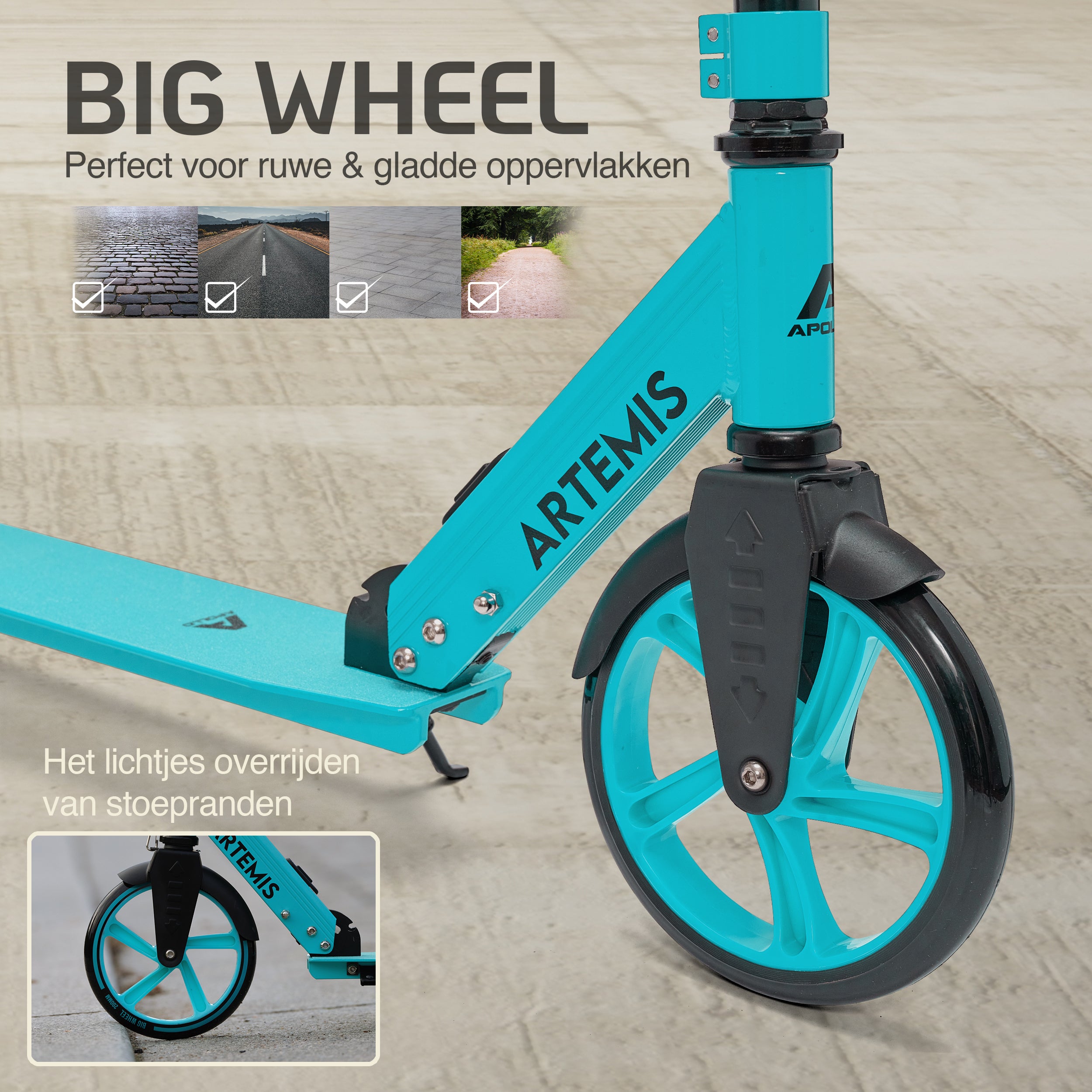Apollo Artemis opvouwbare City Scooter in hoogte verstelbare step Mint
