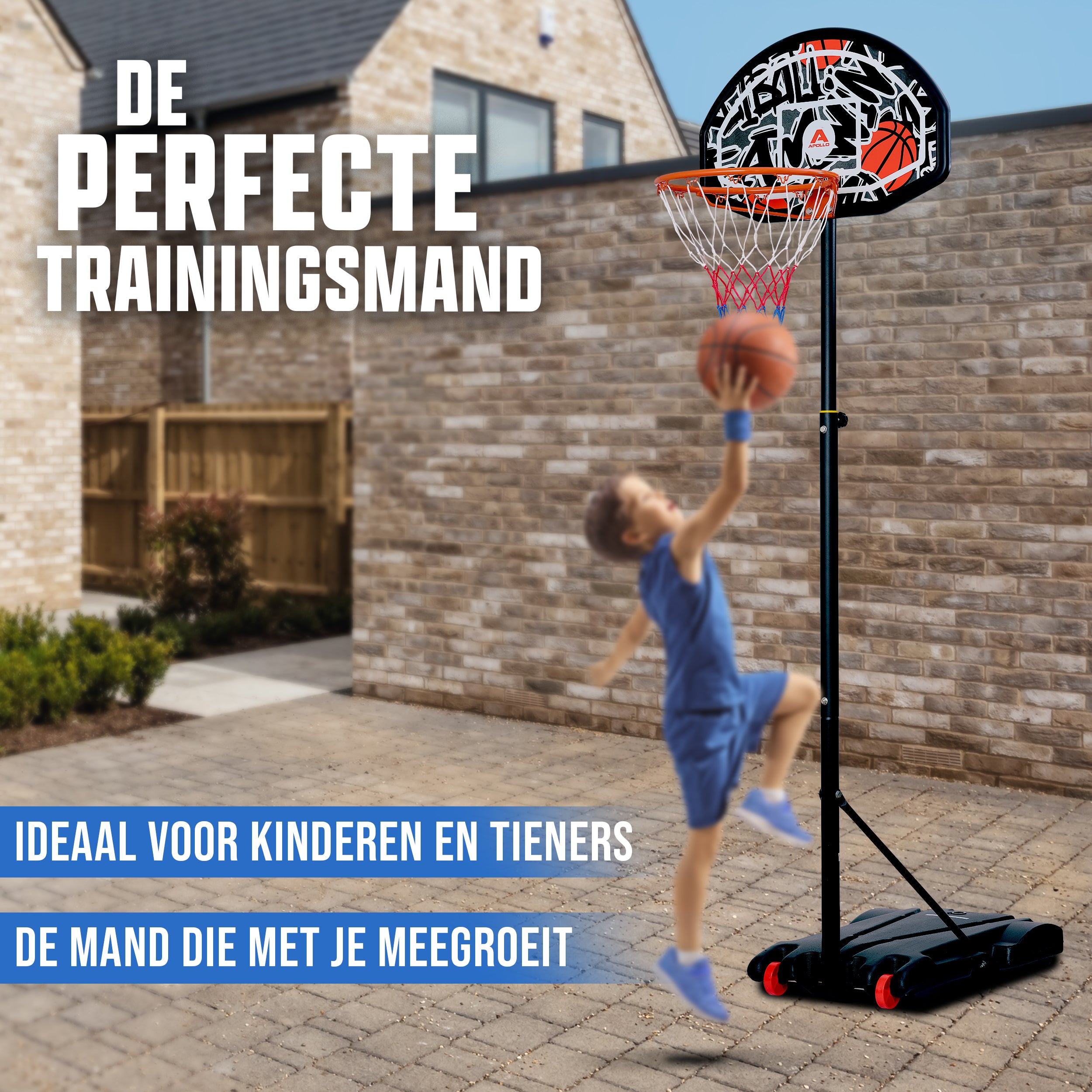 Apollo Basketbalring met standaard en wielen Graffiti