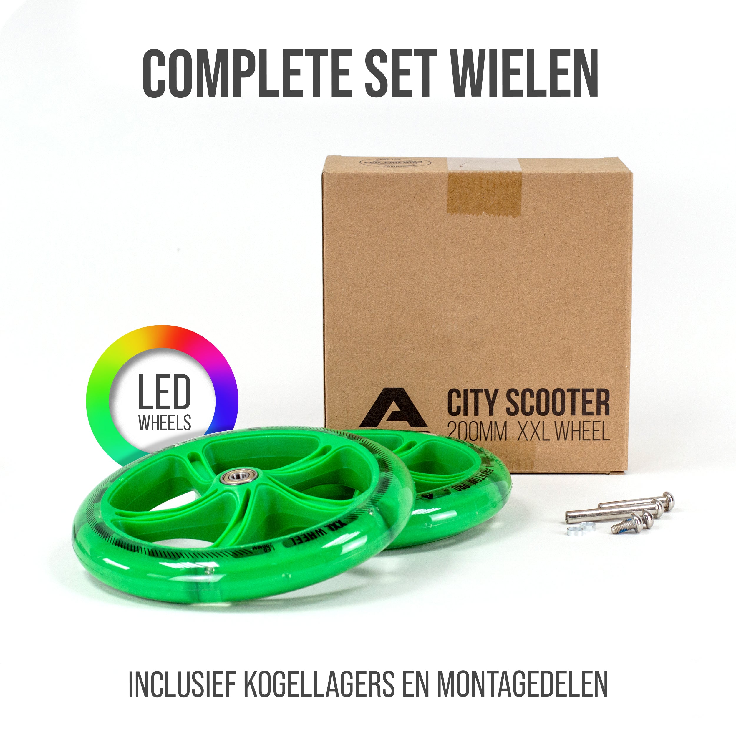 Apollo 200 mm Vervangingswielen set voor Apollo City Scooter LED Groen