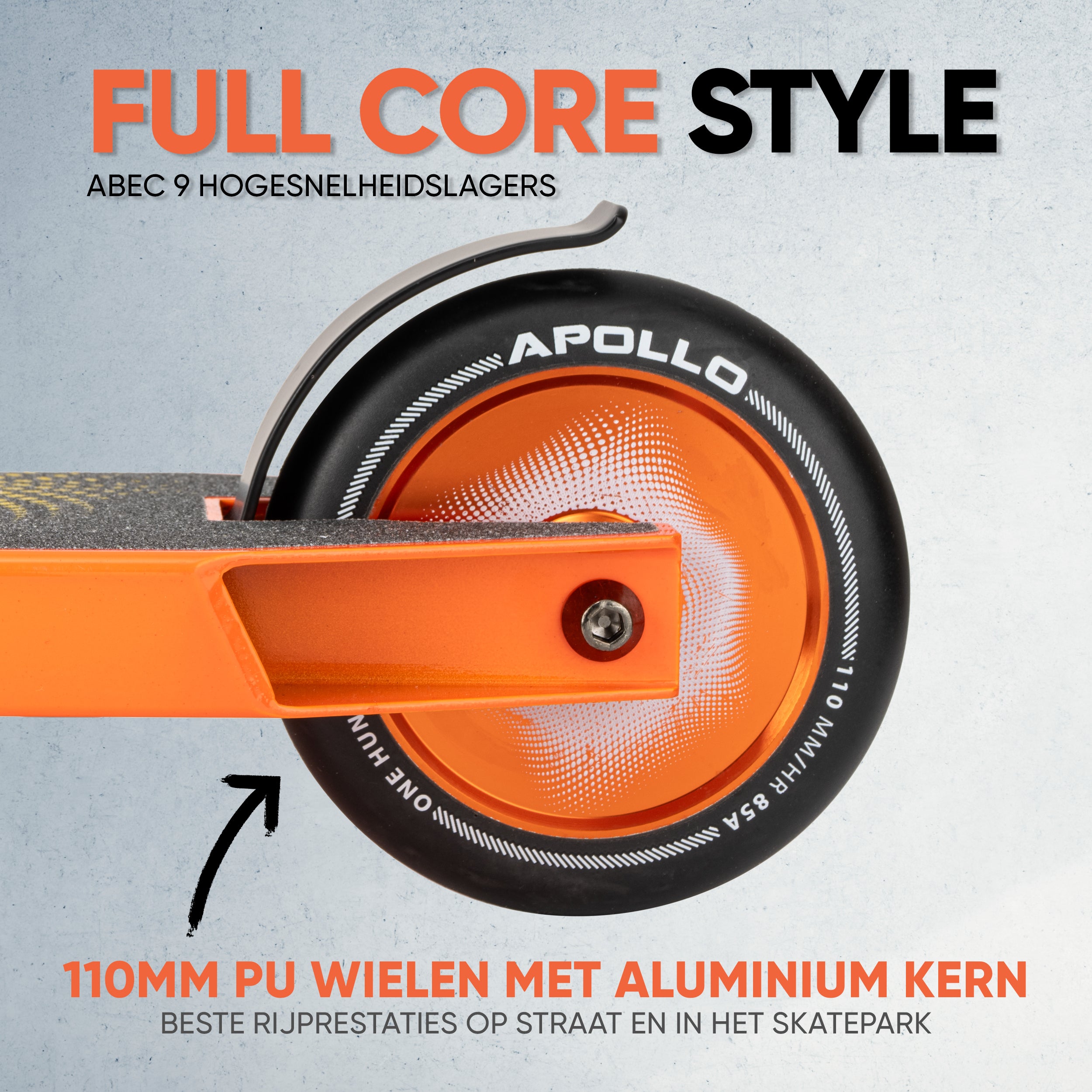 Apollo Stuntstep 'Eagle' - geanodiseerde professionele stuntstep met ABEC9 lagers Zwart Oranje