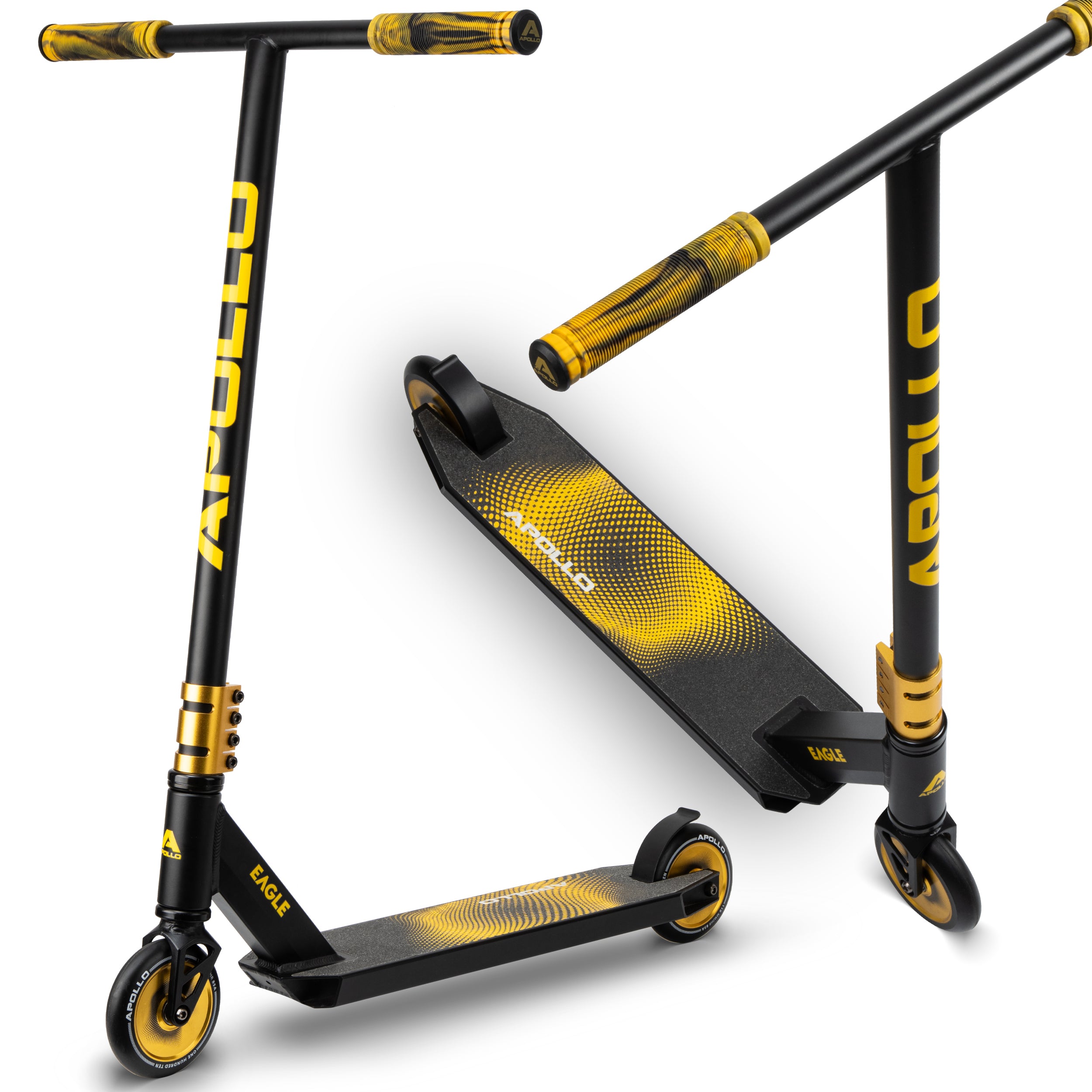 Apollo Stuntstep 'Eagle' - geanodiseerde professionele stuntstep met ABEC9 lagers Zwart Goud