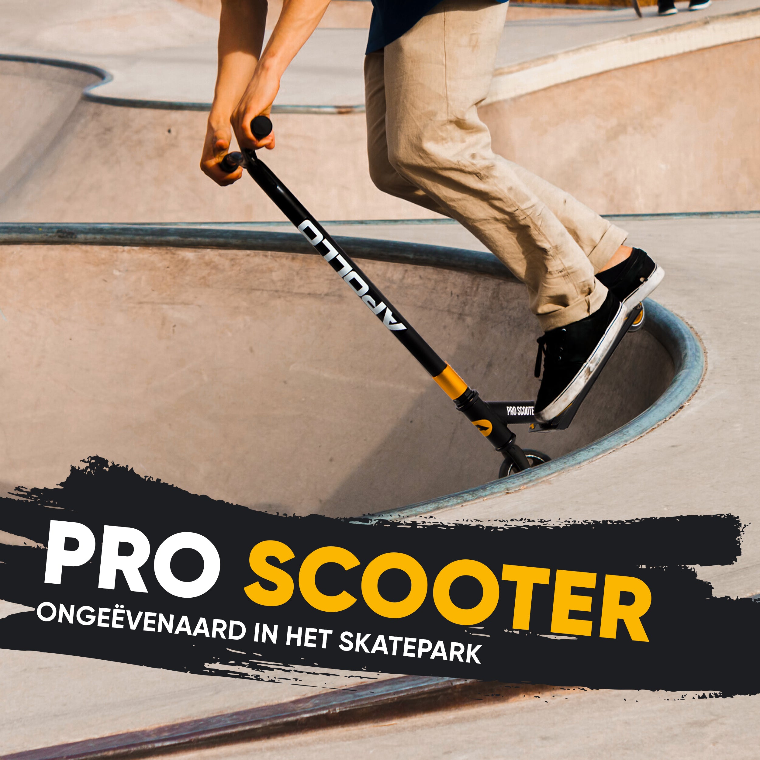 Apollo Stuntstep 'Eagle' - geanodiseerde professionele stuntstep met ABEC9 lagers Zwart Goud