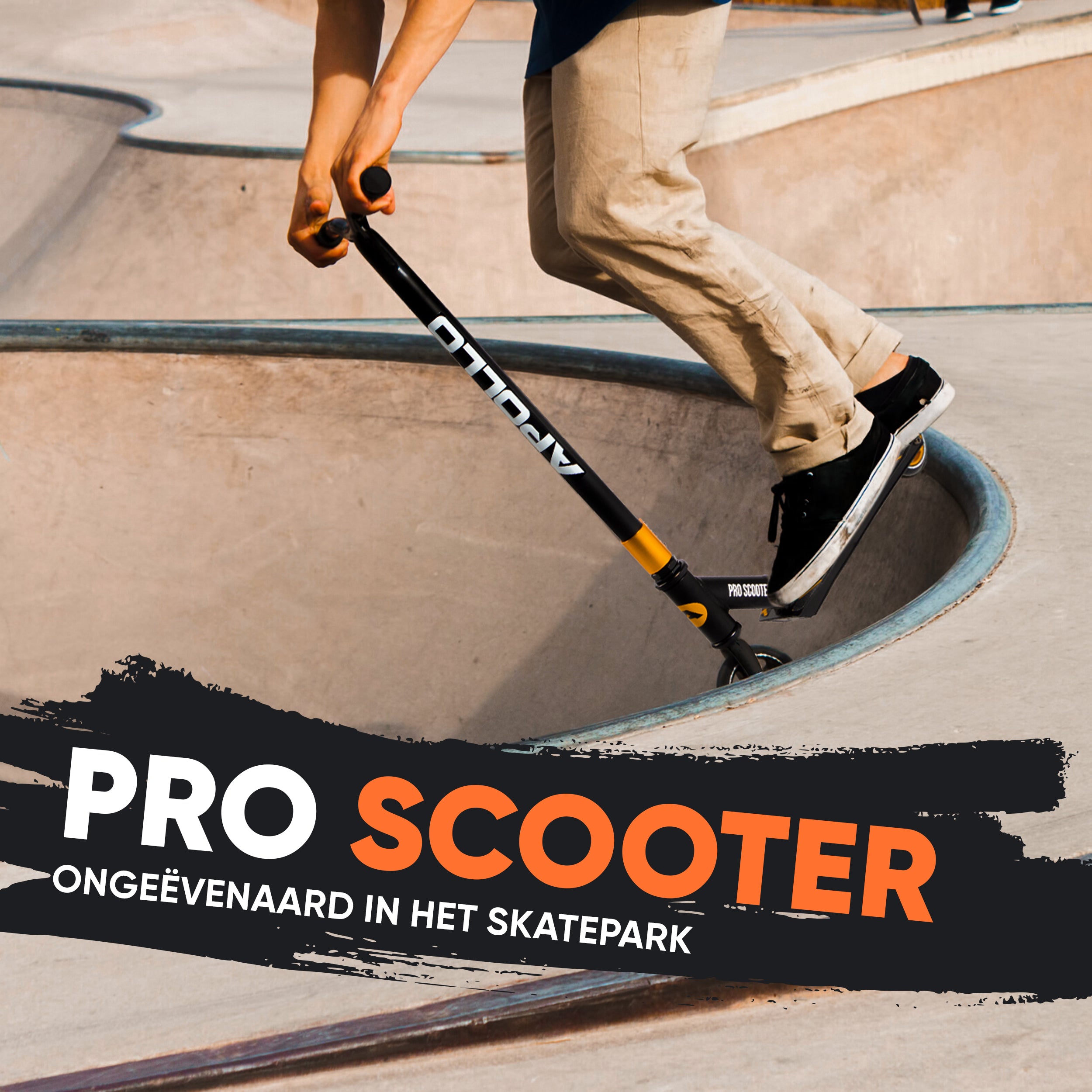 Apollo Stuntstep 'Eagle' - geanodiseerde professionele stuntstep met ABEC9 lagers Zwart Groen Oranje