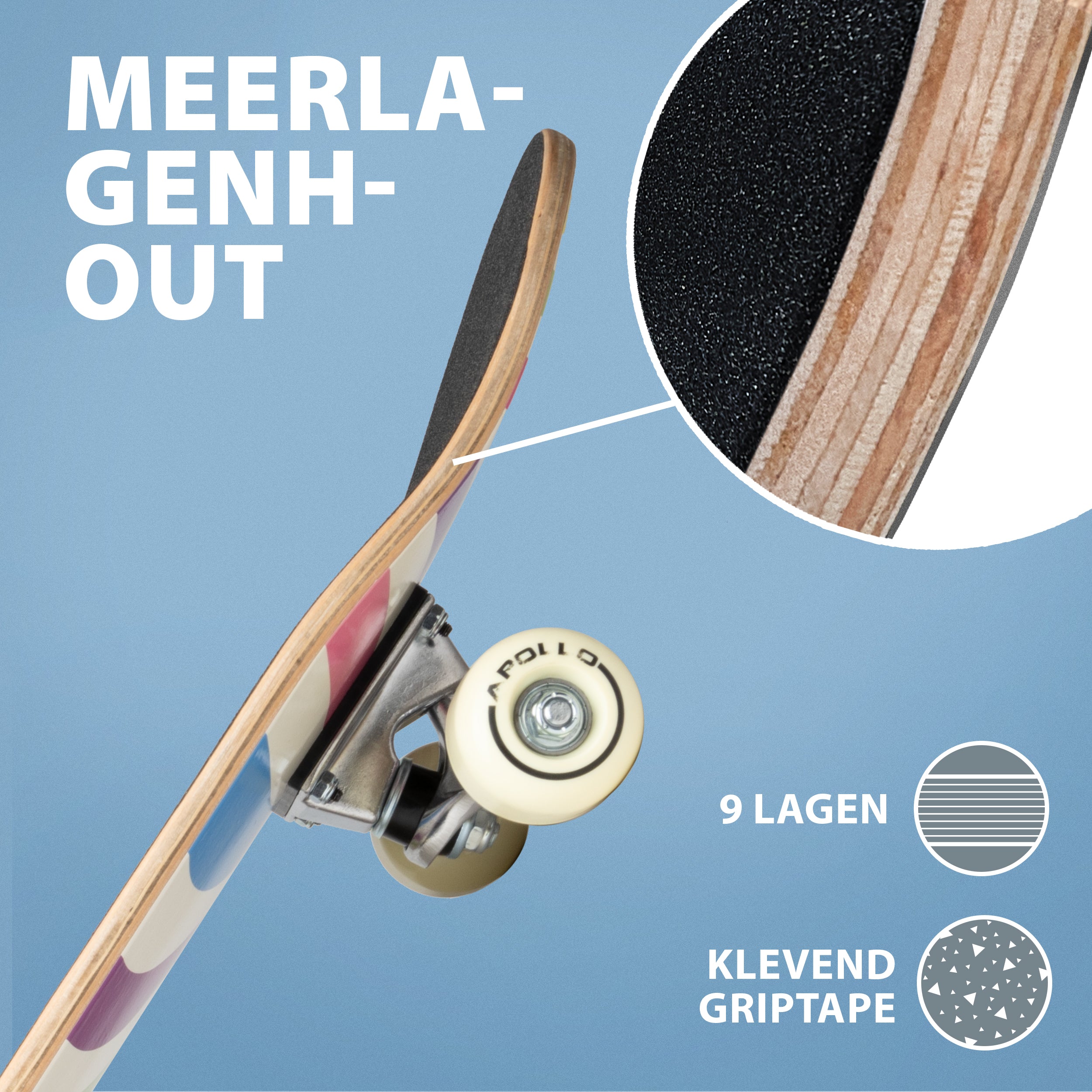 Apollo Kinderen Skateboard 71cm - Retro Colors