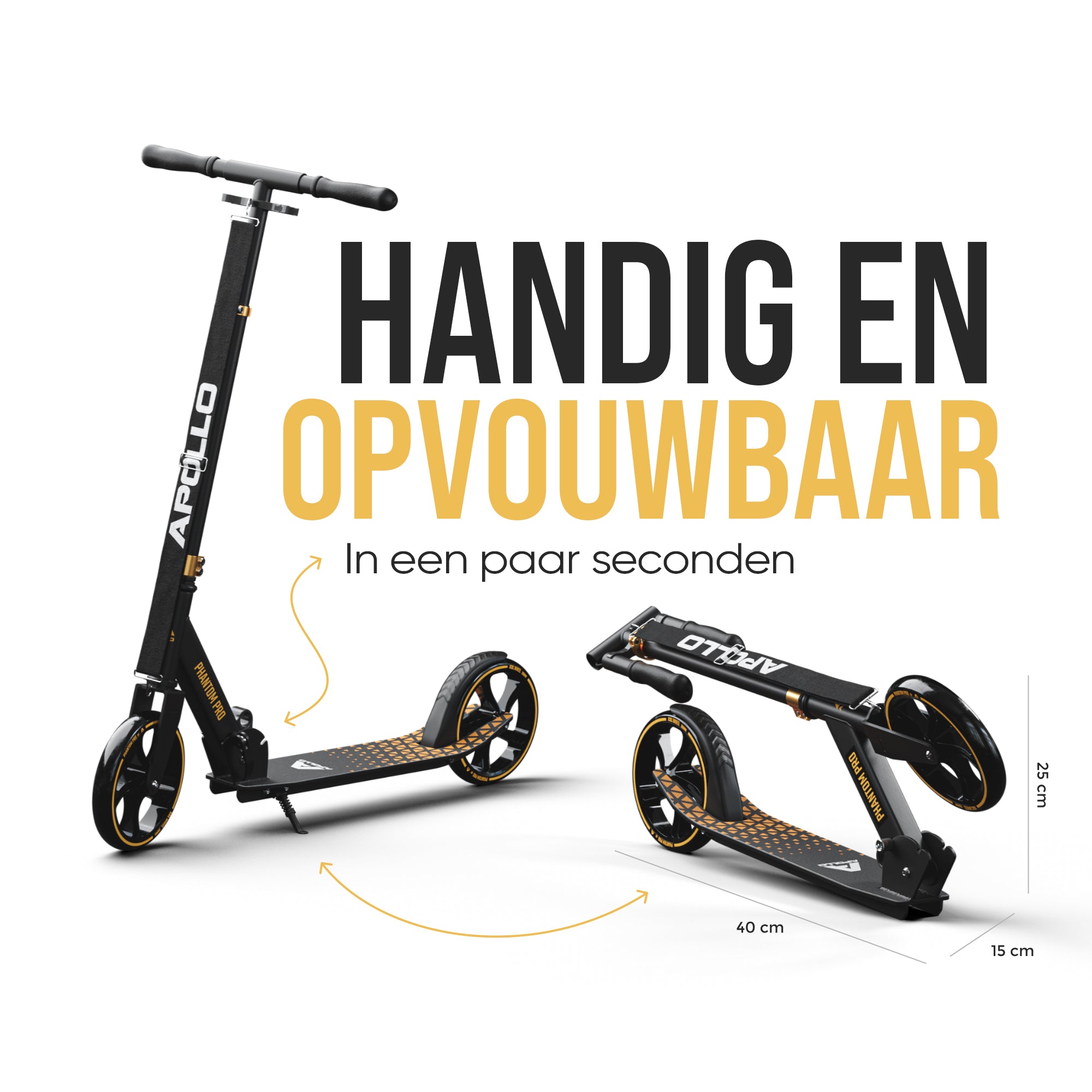 Apollo Klappbarer City Roller für Kinder "Phantom" höhenverstellbarer Tretroller Gold