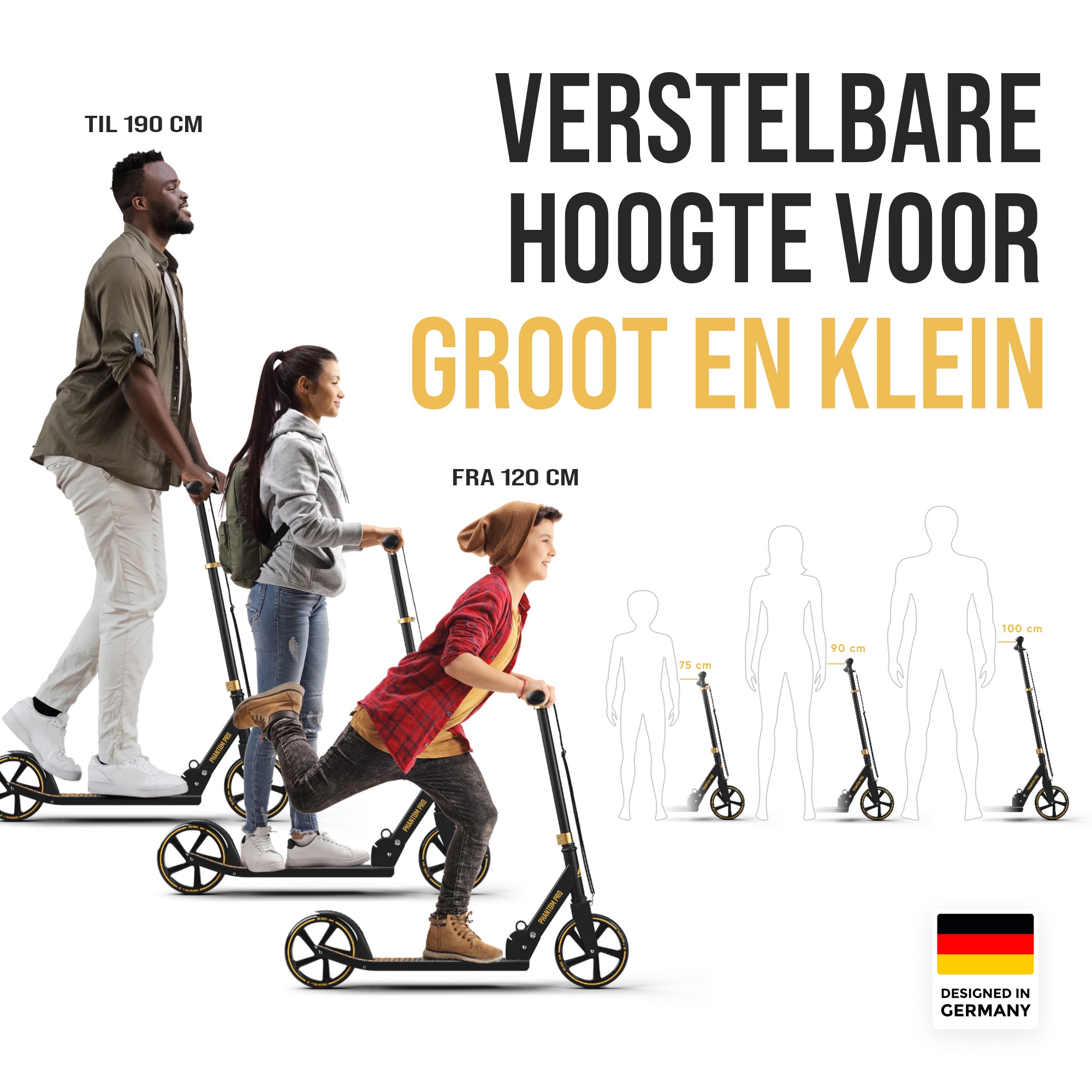 Apollo Klappbarer City Roller für Kinder "Phantom" höhenverstellbarer Tretroller Gold