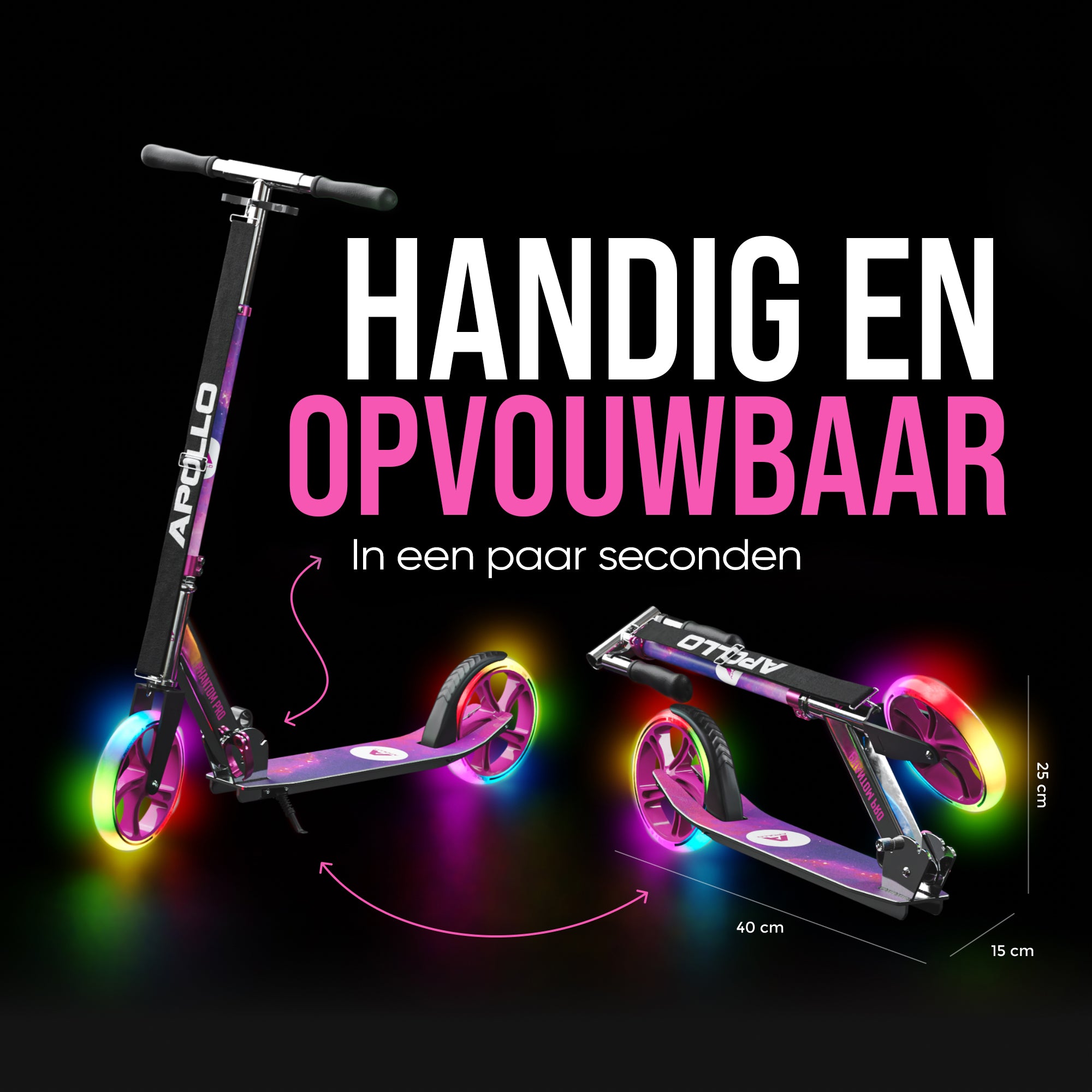 Apollo Klappbarer City Roller für Kinder "Phantom" höhenverstellbarer Tretroller Starlight