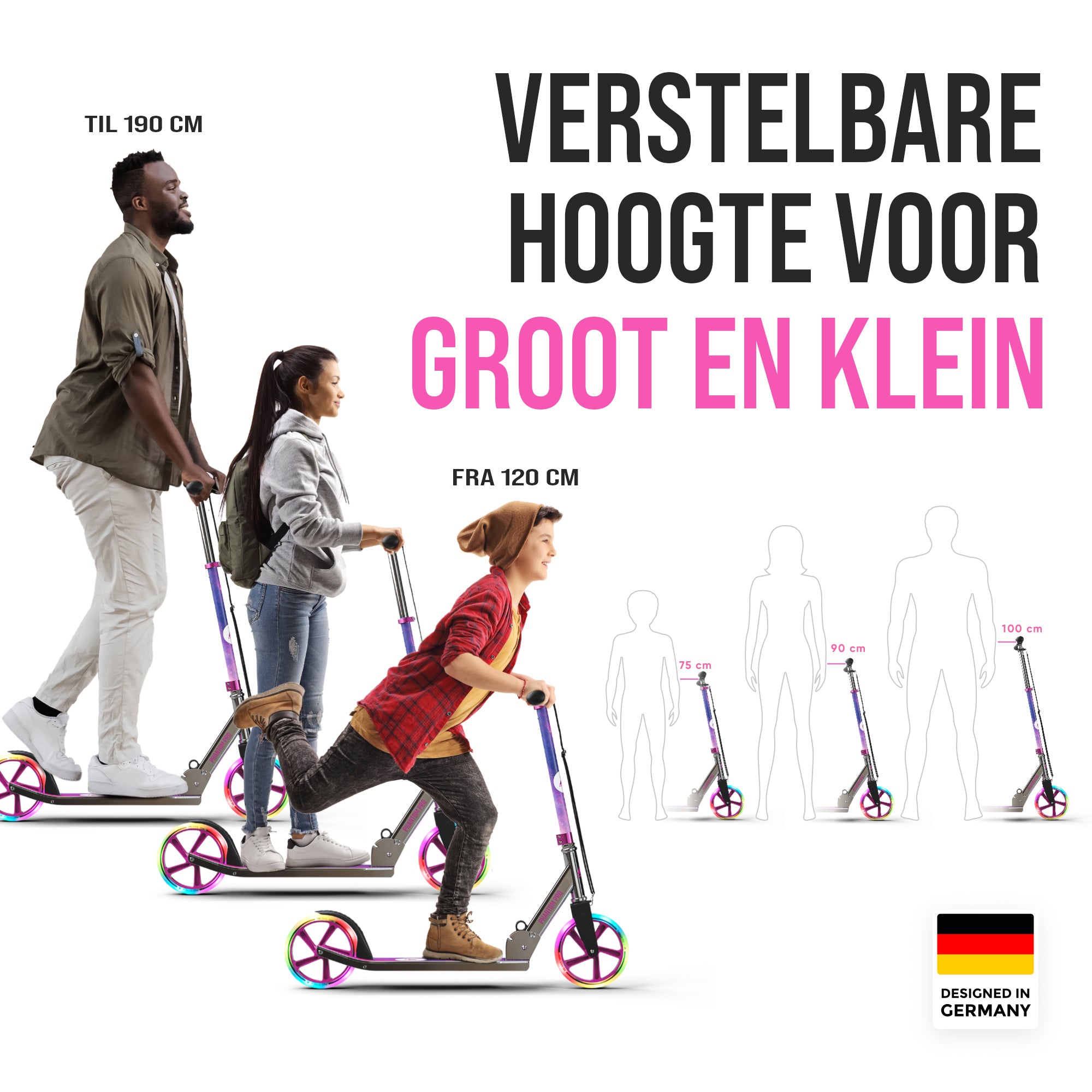 Apollo Klappbarer City Roller für Kinder "Phantom" höhenverstellbarer Tretroller Starlight