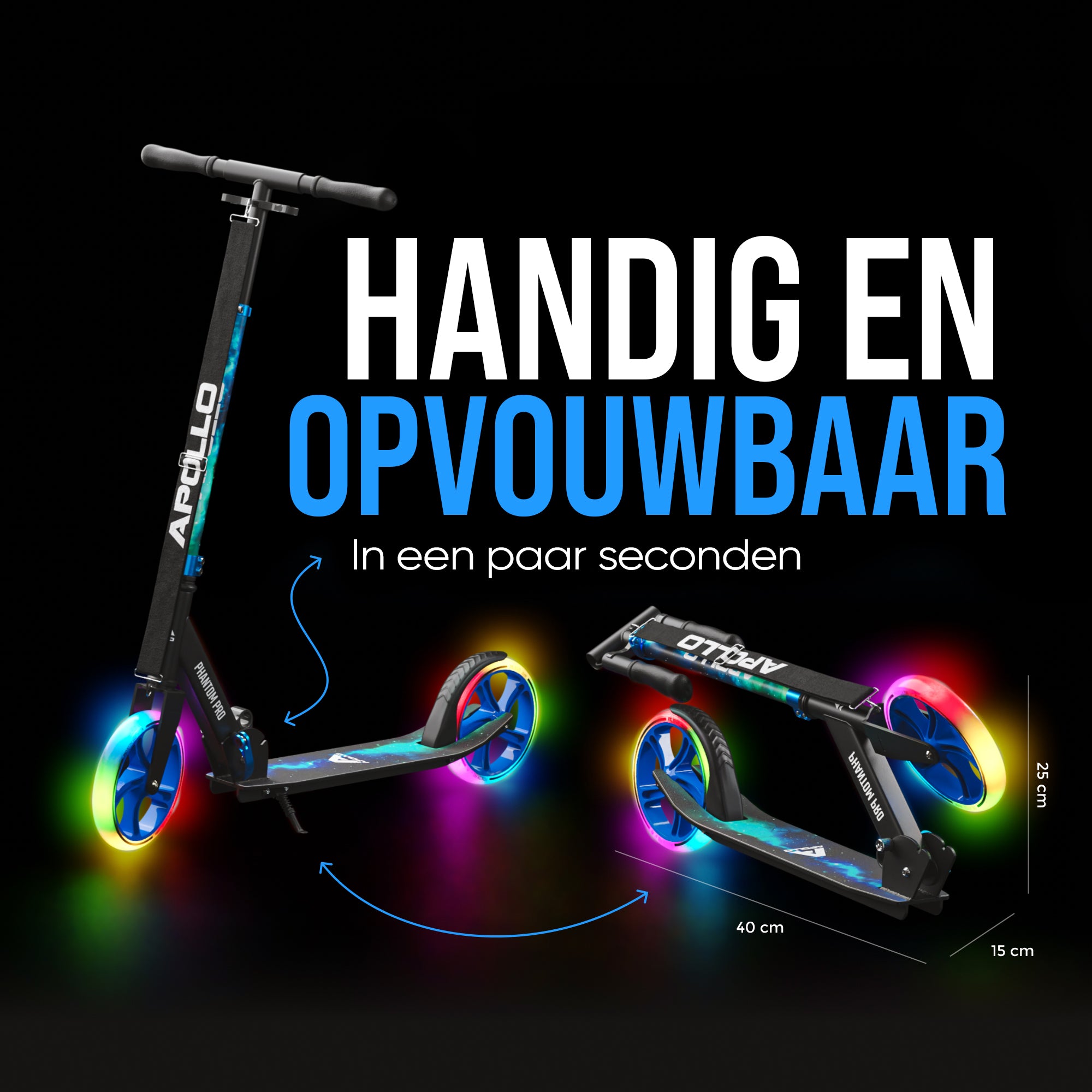 Apollo Klappbarer City Roller für Kinder "Phantom" höhenverstellbarer Tretroller Universe