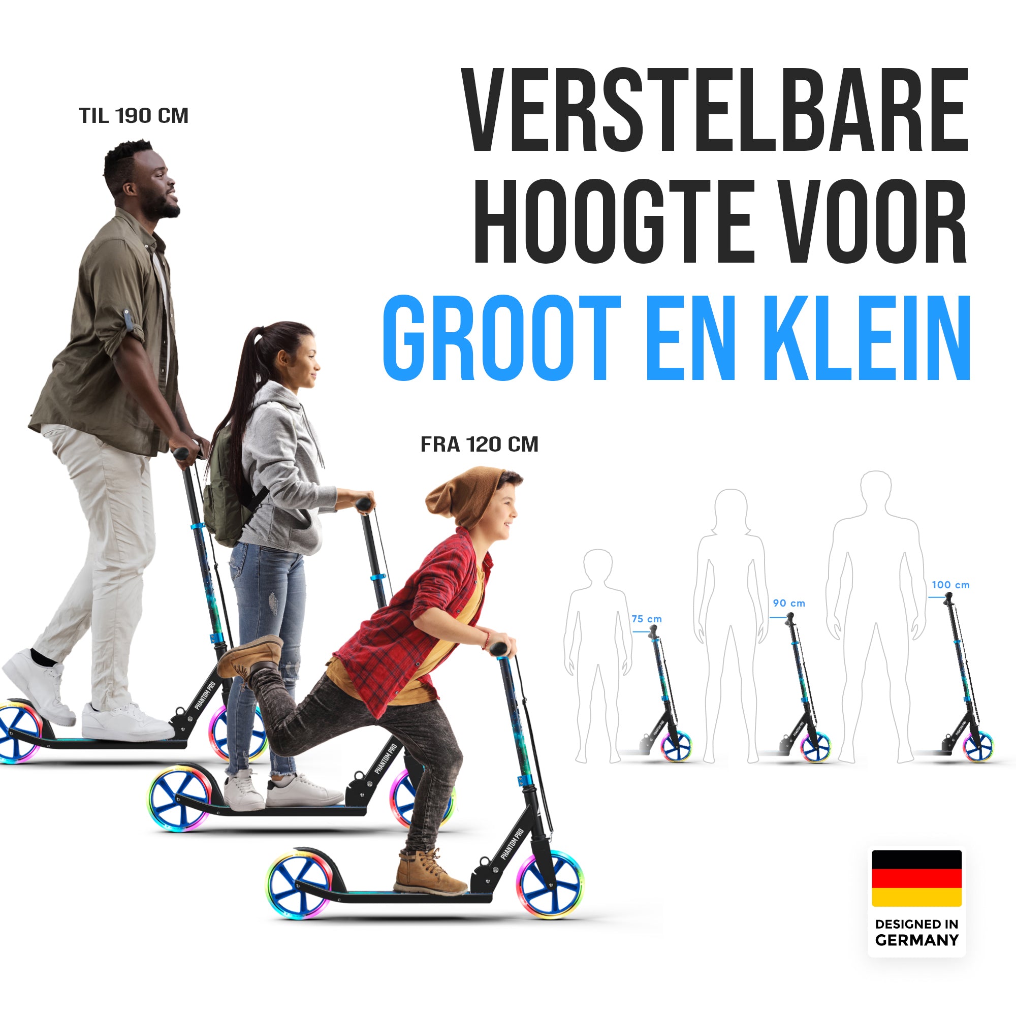 Apollo Klappbarer City Roller für Kinder "Phantom" höhenverstellbarer Tretroller Universe
