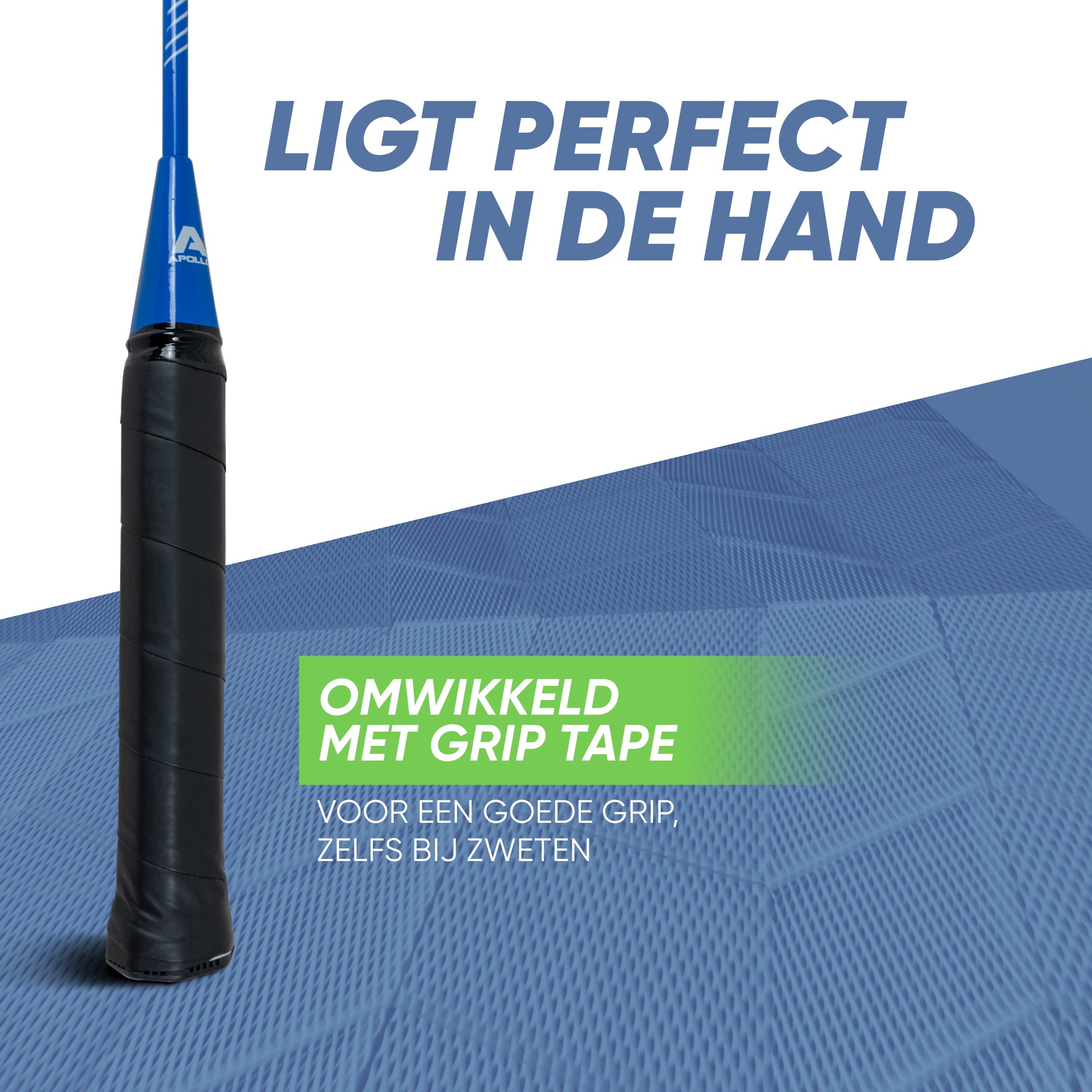 Apollo Badmintonset Match Pro 400 - Badmintonracket voor kinderen en volwassenen Blauw Groen