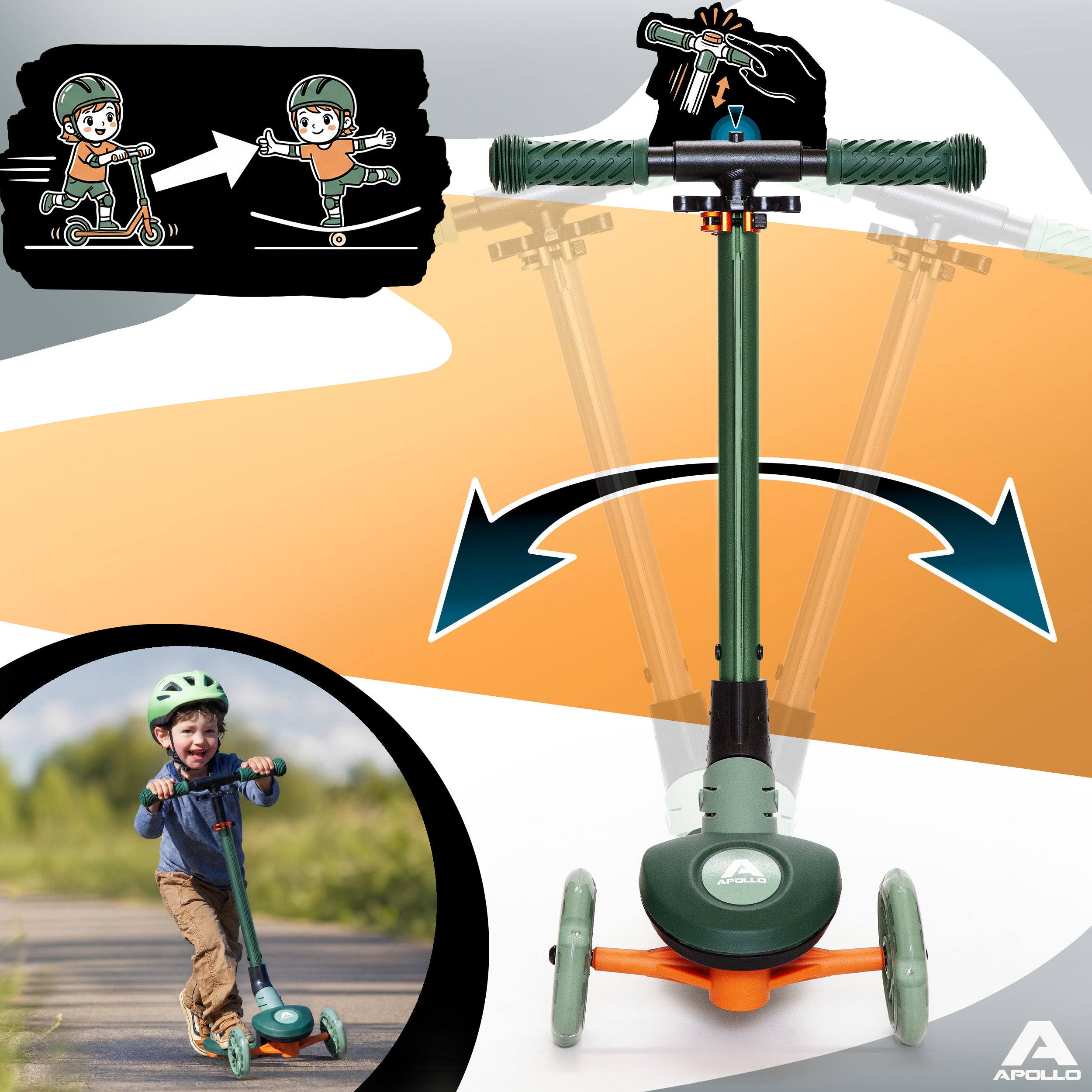 Apollo Funsport Nederland Apollo Whizzie LED kinderstep, opvouwbare kinderstep Croco